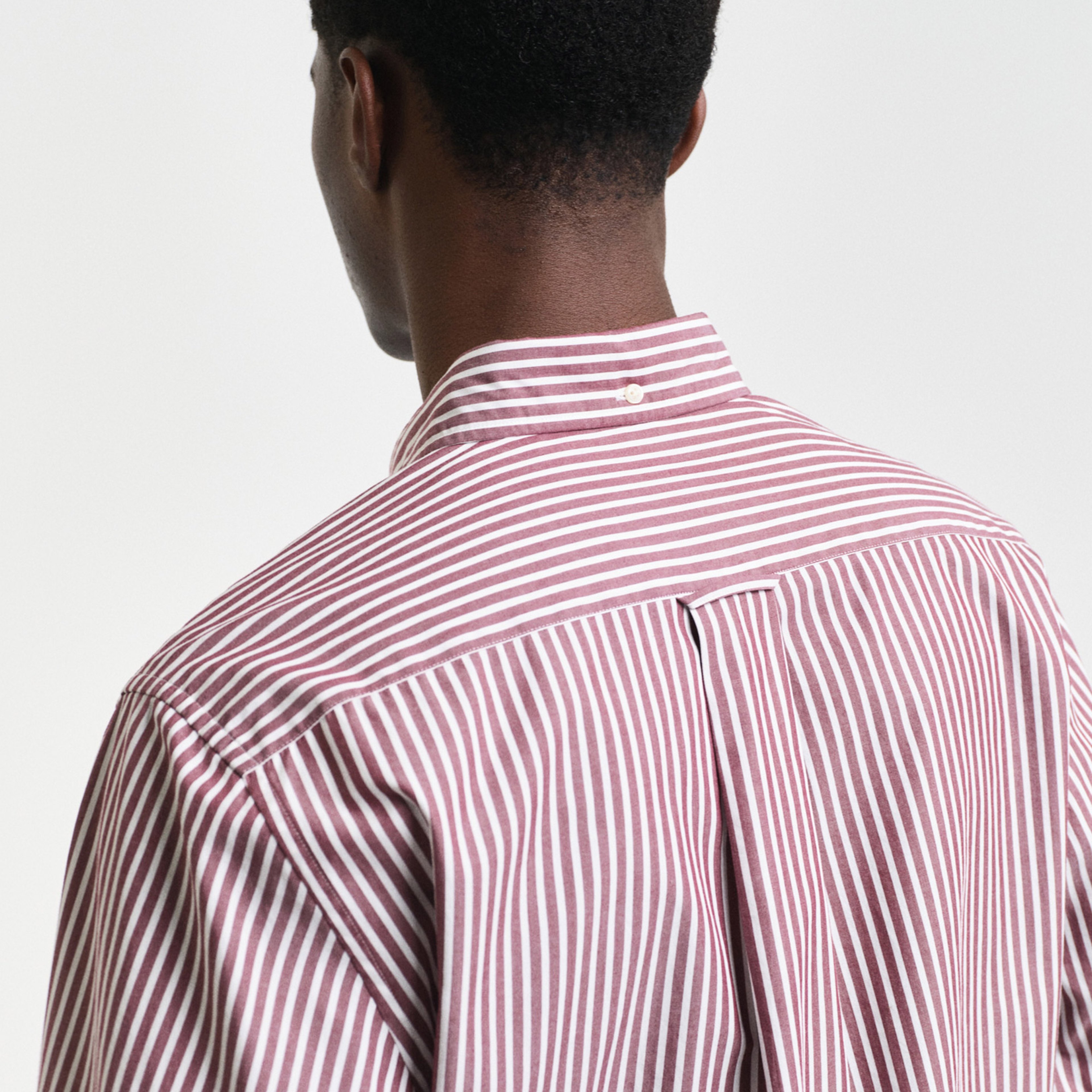 GANT Erkek Bordo Regular Fit Düğmeli Yaka Çizgili Gömlek