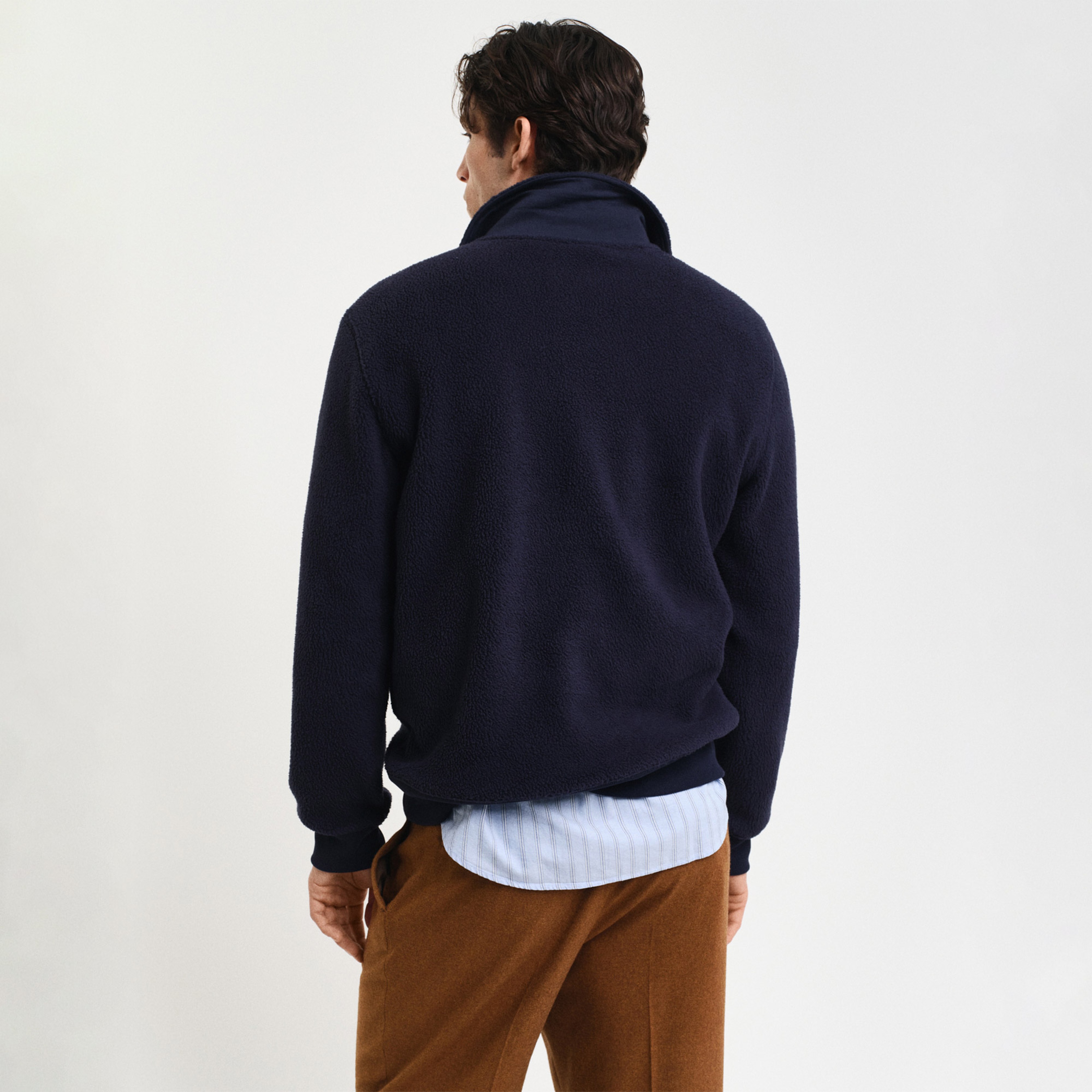 GANT Erkek Lacivert Regular Fit Yarım Fermuarlı Logolu Sweatshirt