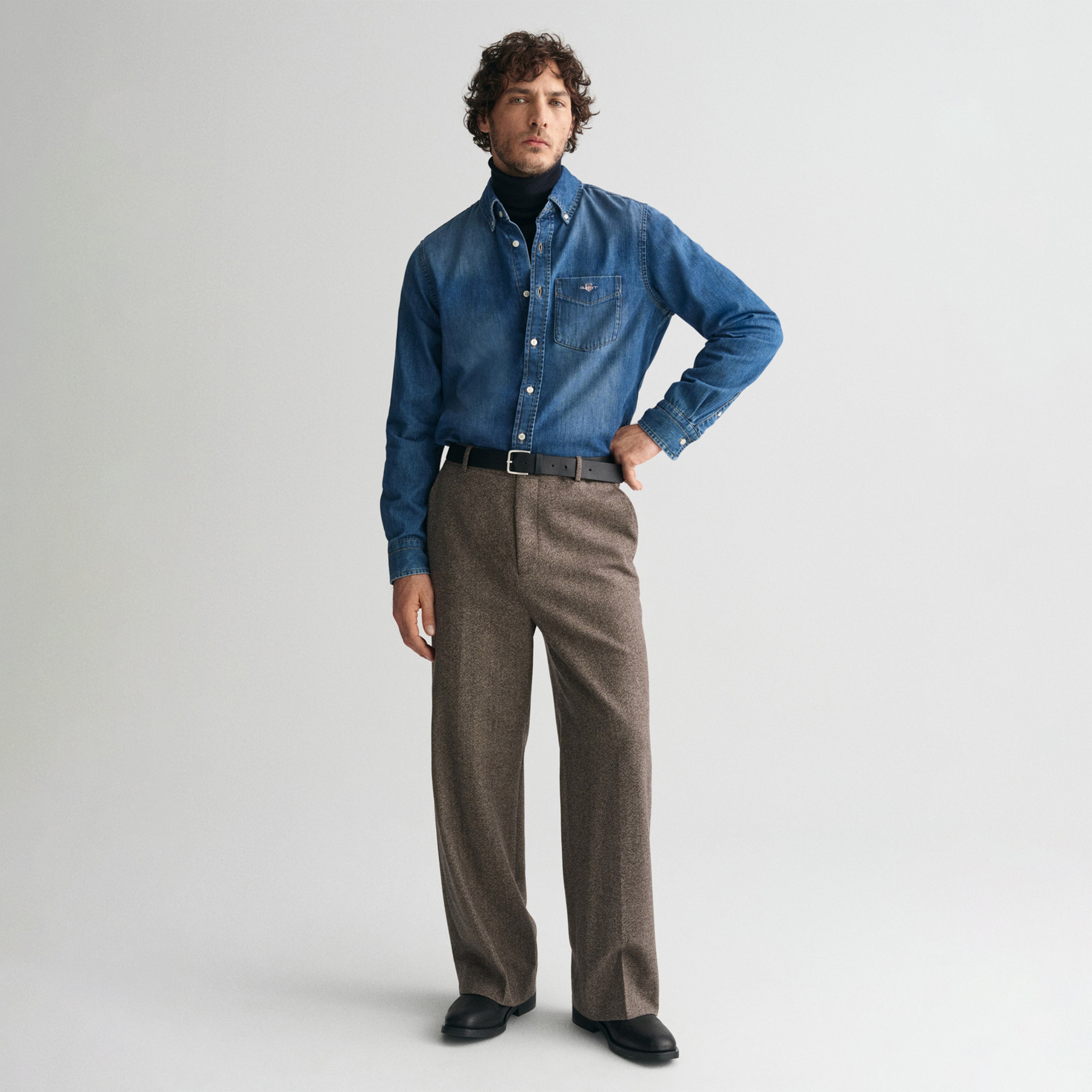 GANT Erkek Mavi Regular Fit Düğmeli Yaka Denim Gömlek