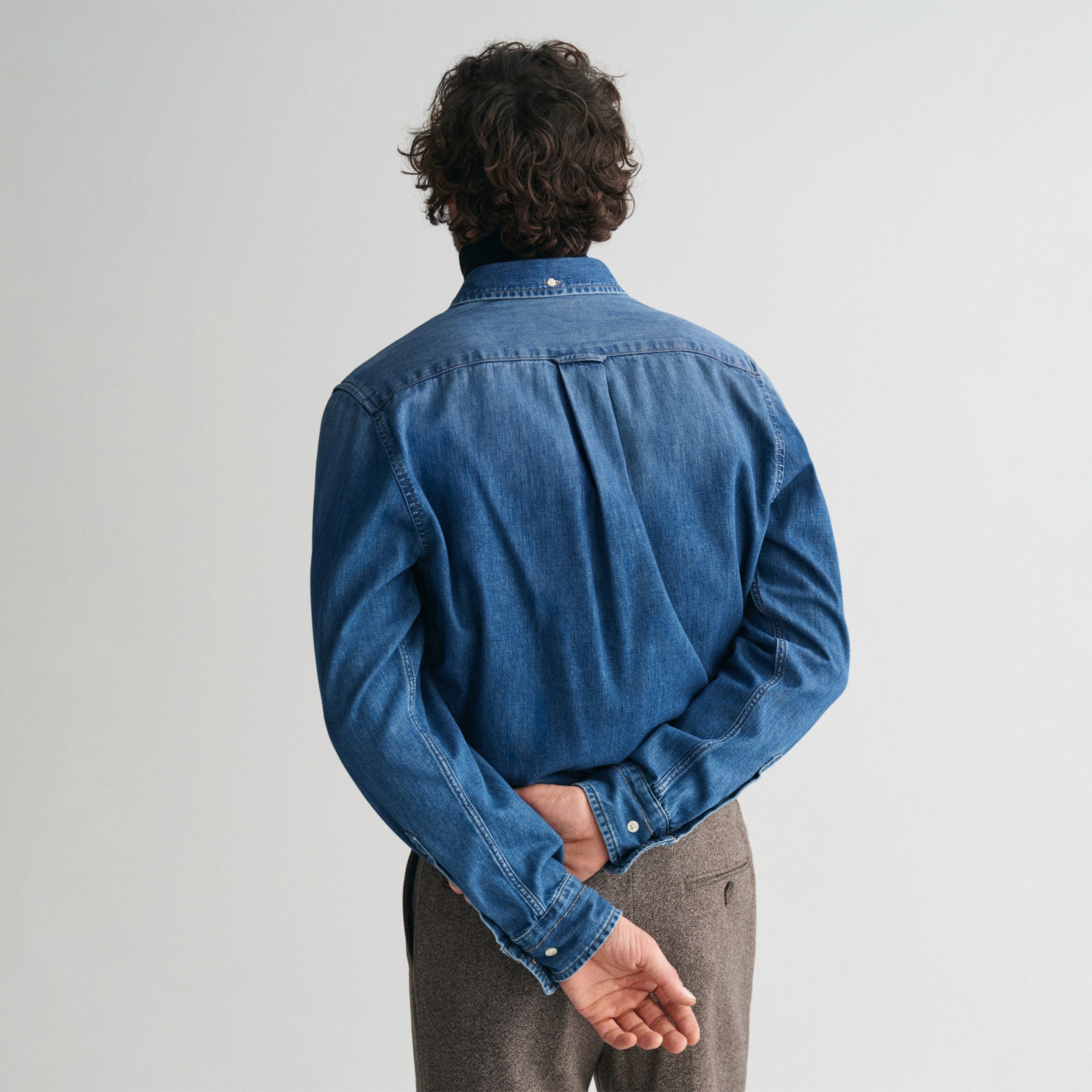 GANT Erkek Mavi Regular Fit Düğmeli Yaka Denim Gömlek