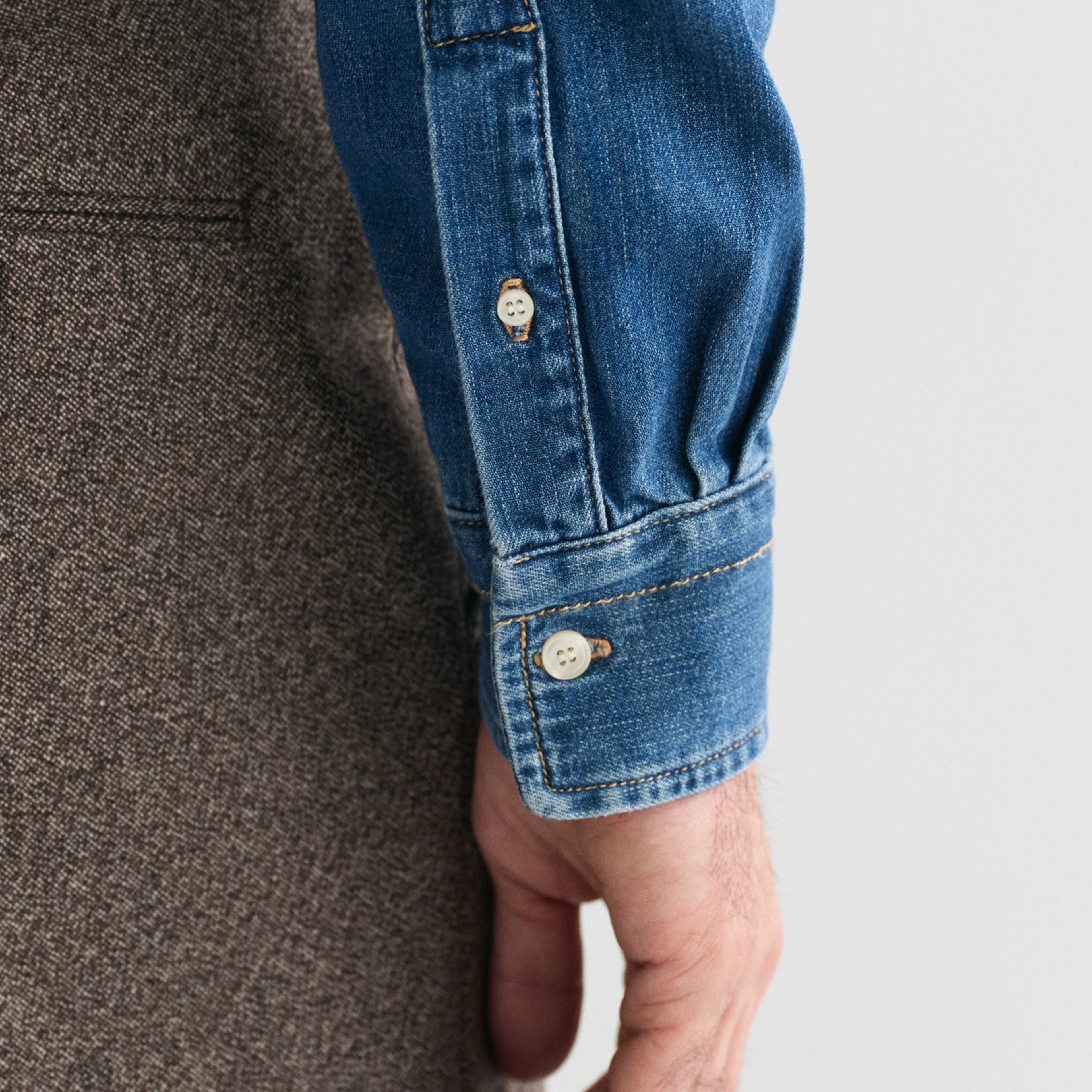 GANT Erkek Mavi Regular Fit Düğmeli Yaka Denim Gömlek