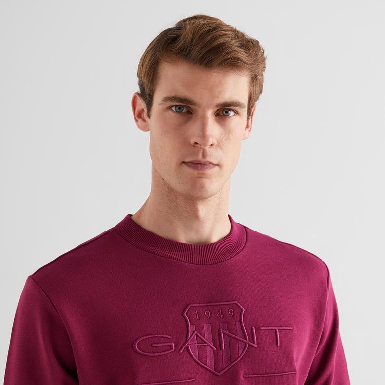 GANT Erkek Bordo Regular Fit Bisiklet Yaka Logolu Sweatshirt