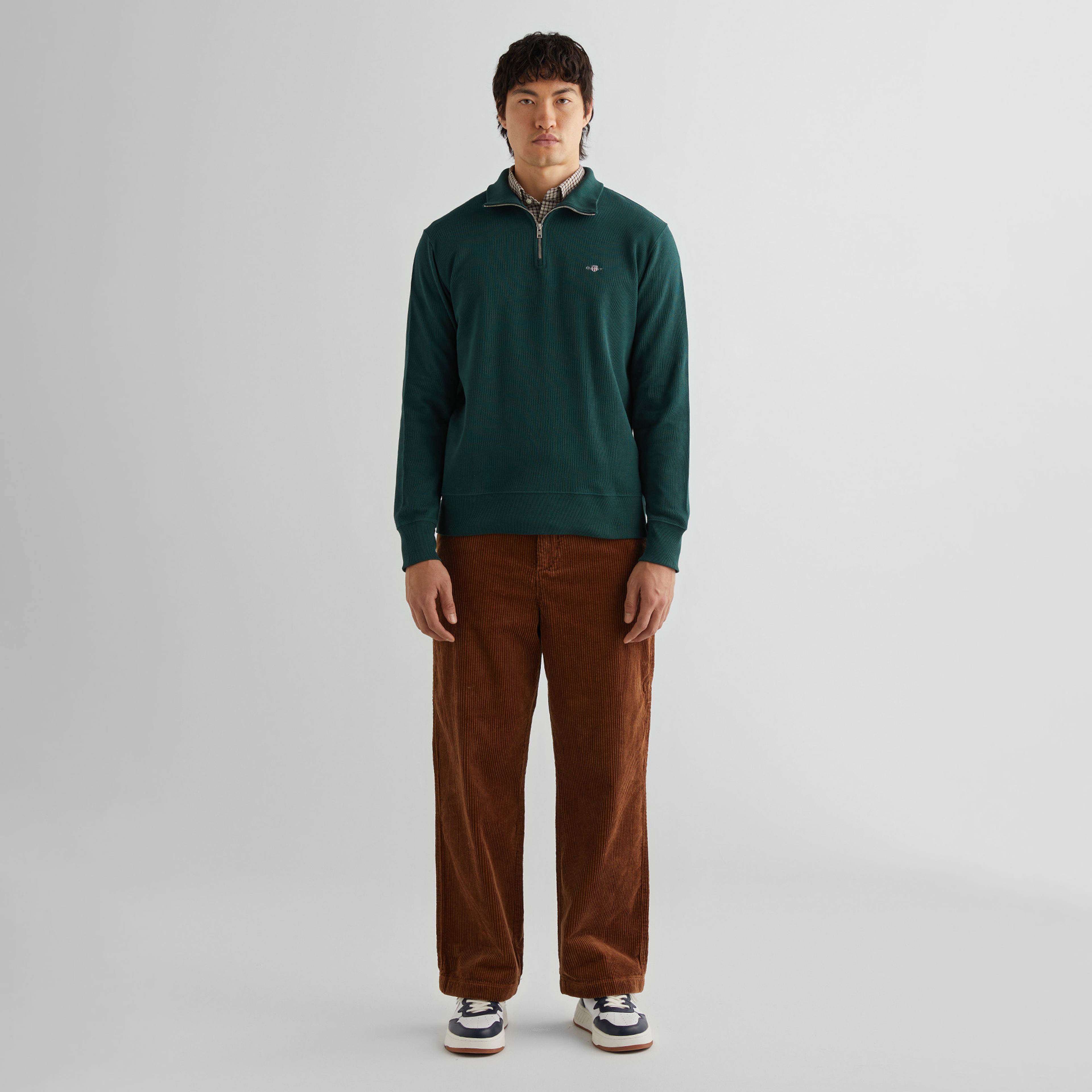 GANT Erkek Yeşil Regular Fit Yarım Fermuarlı Sweatshirt