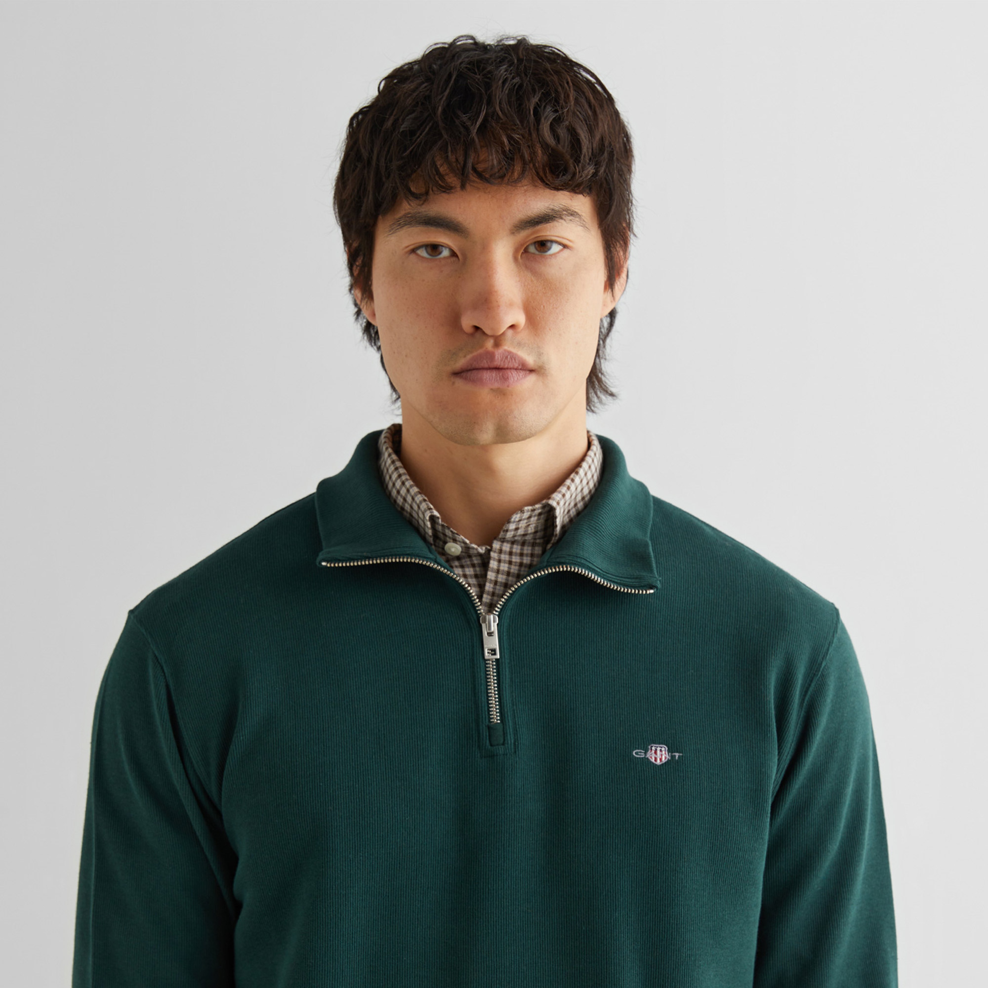 GANT Erkek Yeşil Regular Fit Yarım Fermuarlı Sweatshirt