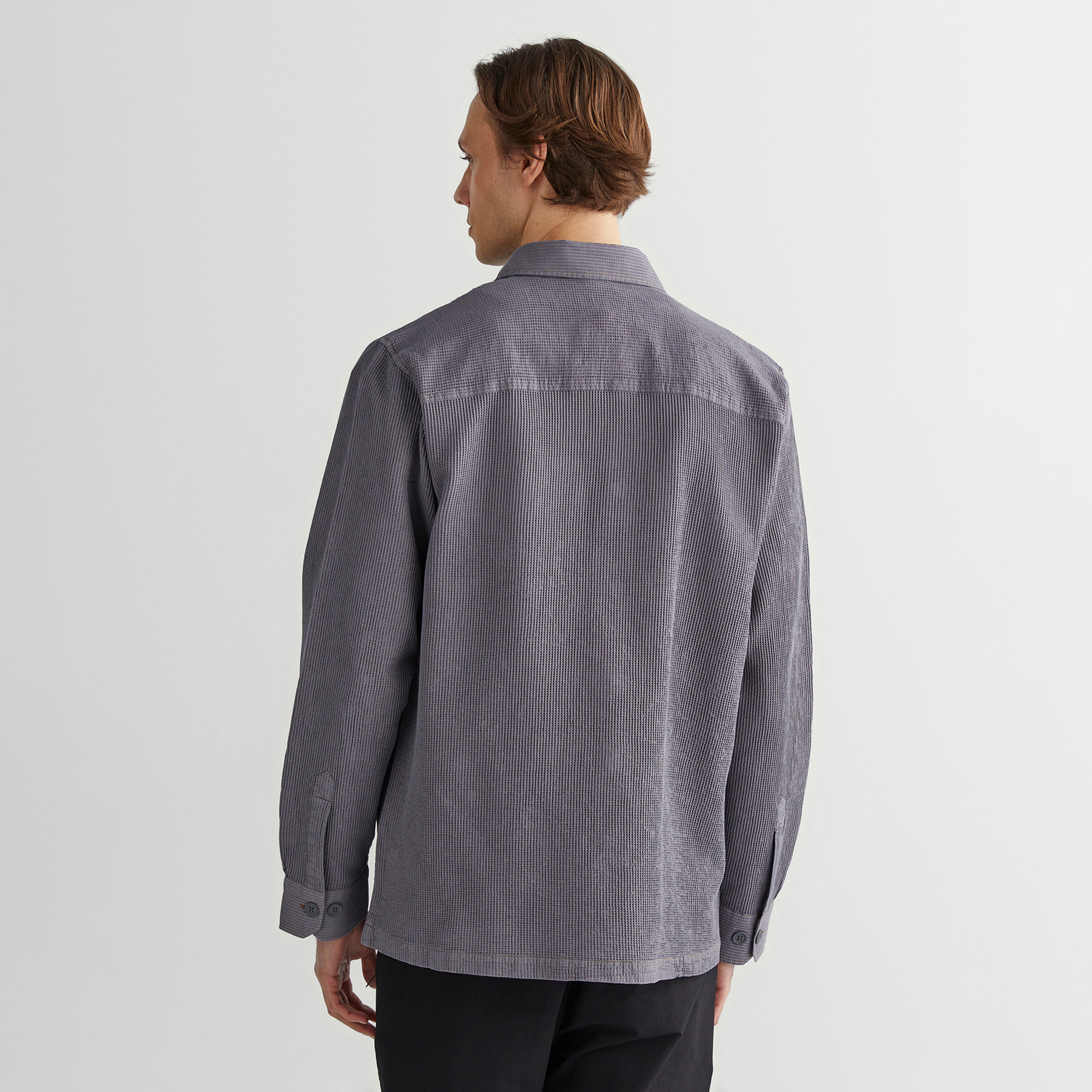 GANT Erkek Gri Oversize Fit Klasik Yaka Gömlek