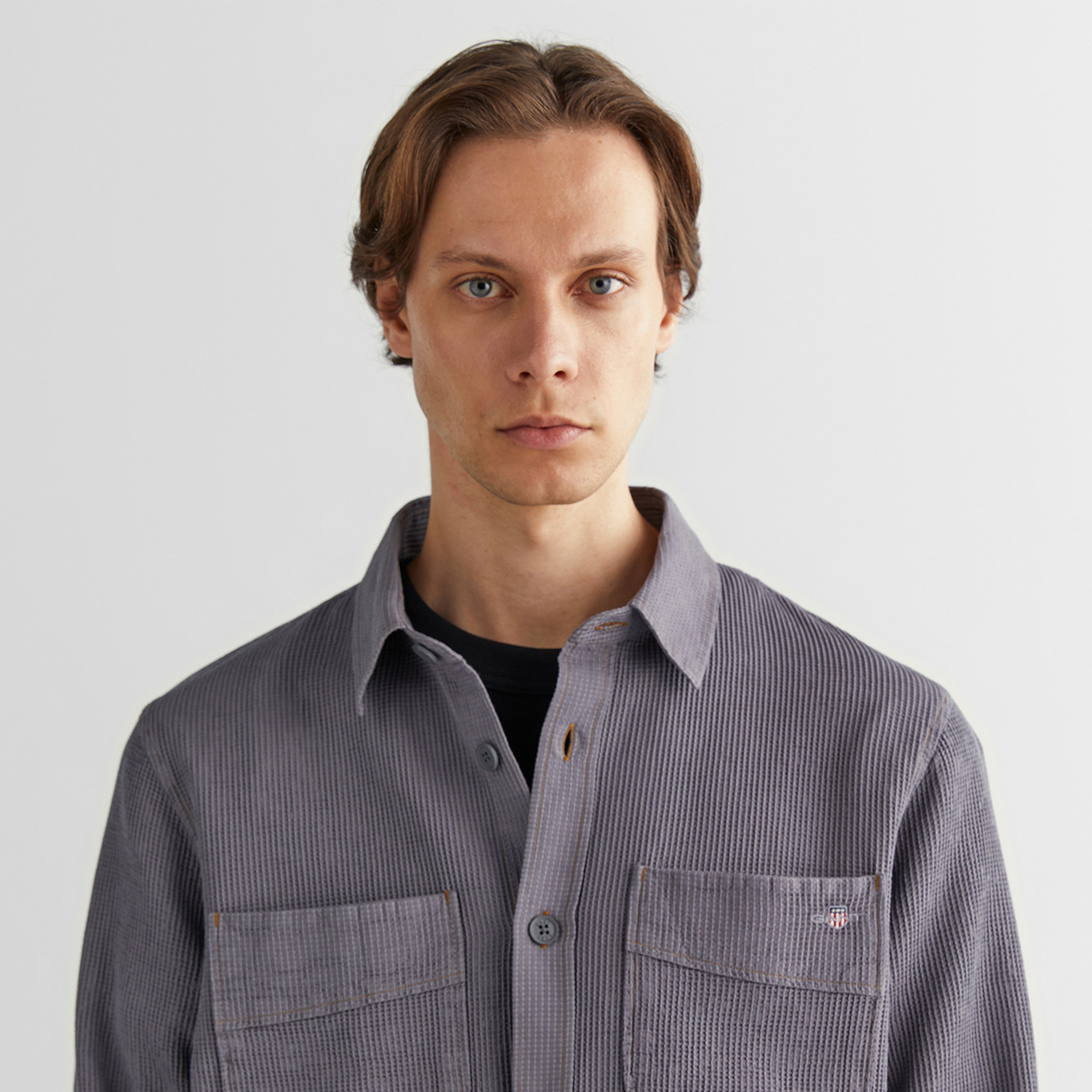 GANT Erkek Gri Oversize Fit Klasik Yaka Gömlek