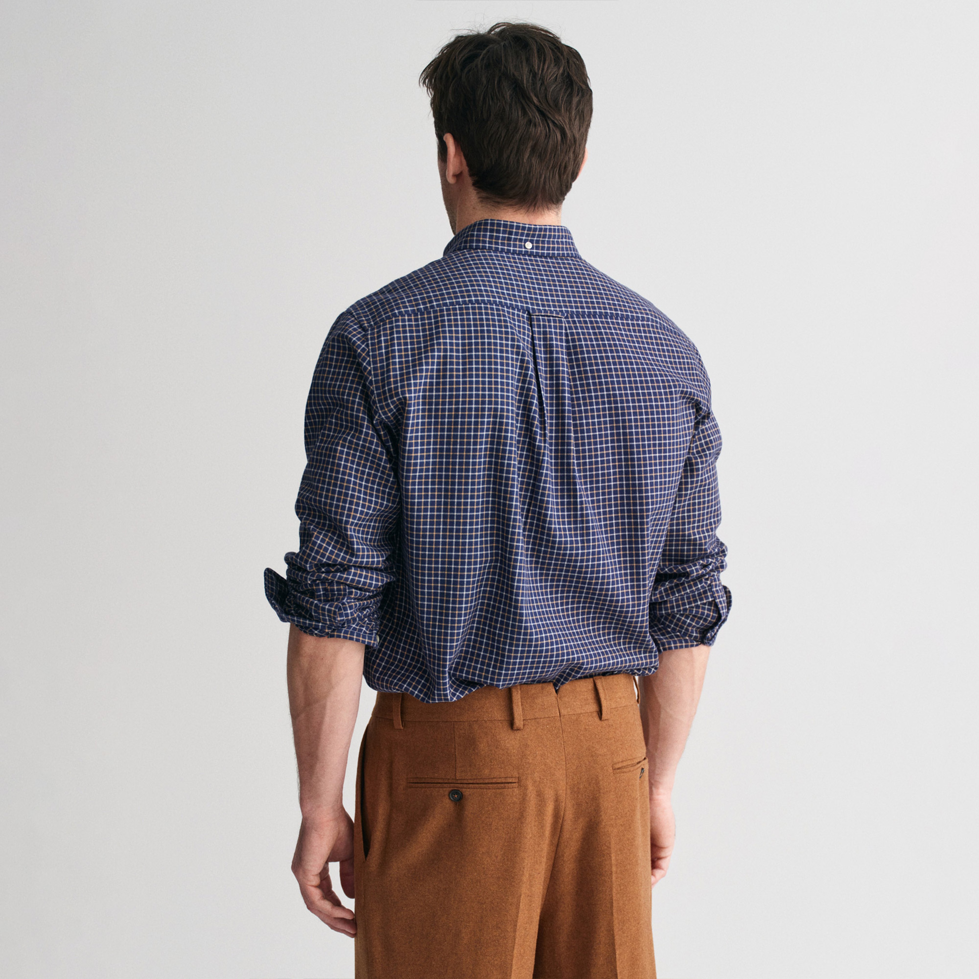 GANT Erkek Lacivert Regular Fit Düğmeli Yaka Kareli Gömlek
