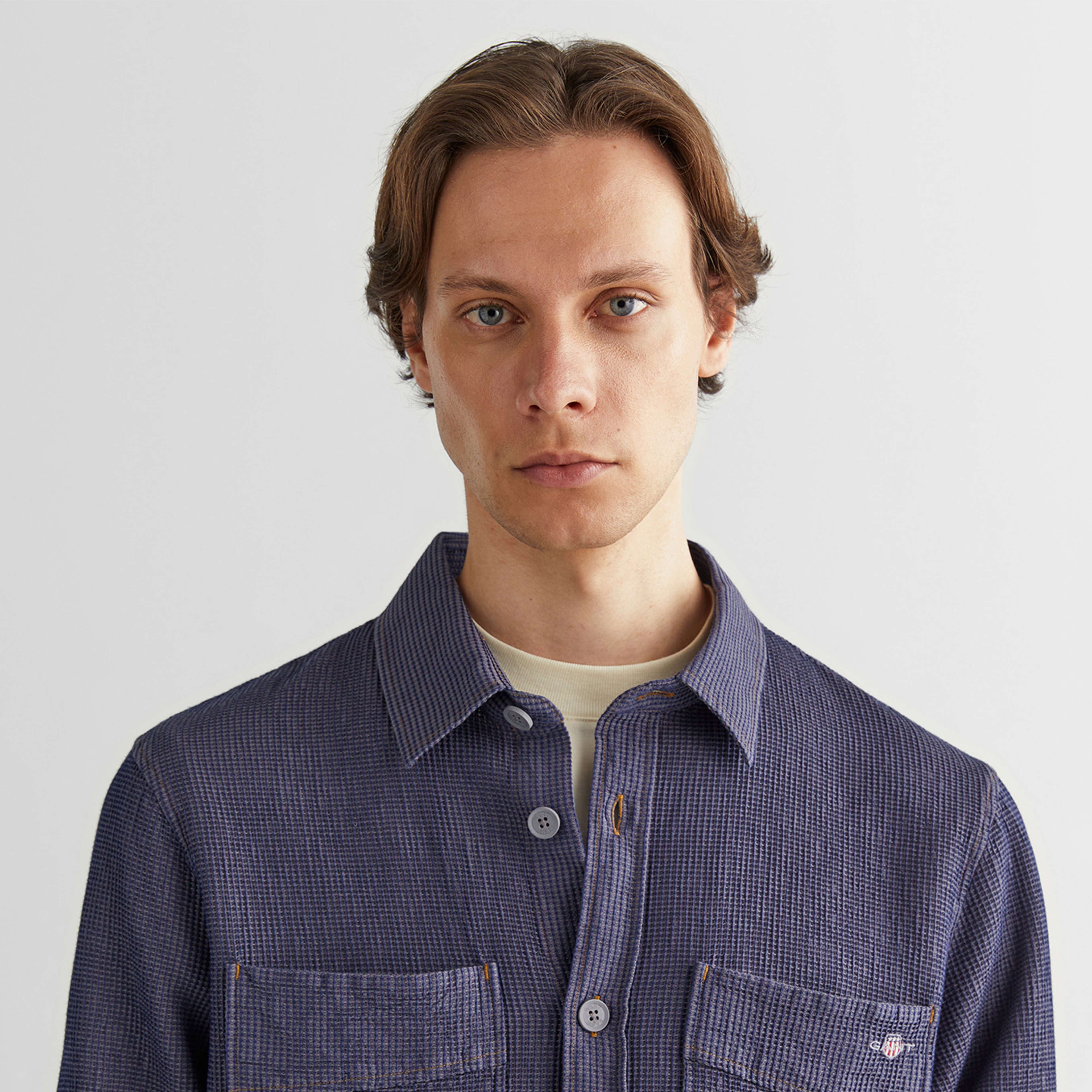 GANT Erkek Lacivert Oversize Fit Klaisk Yaka Gömlek