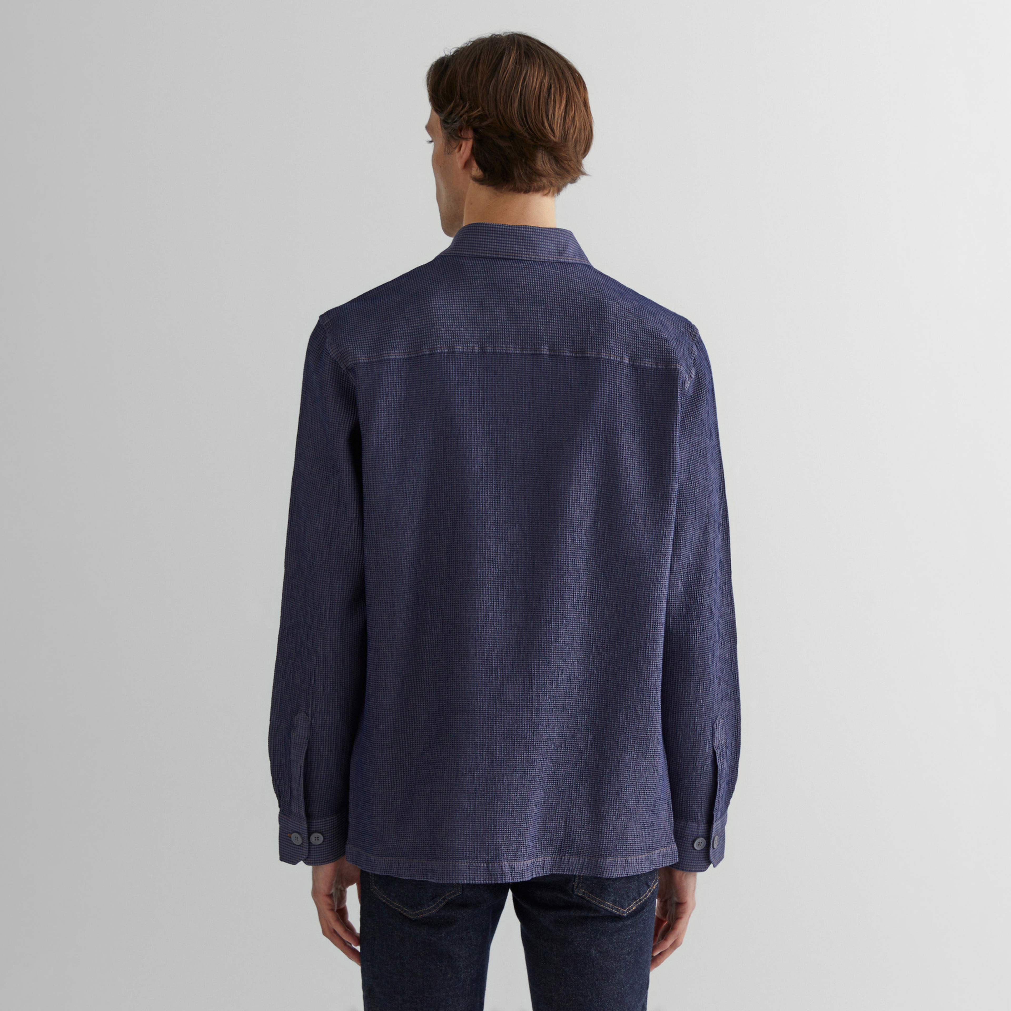 GANT Erkek Lacivert Oversize Fit Klaisk Yaka Gömlek