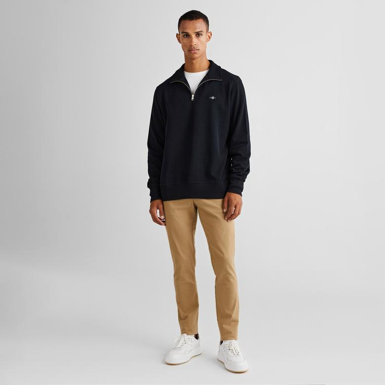 GANT Erkek Siyah Regular Fit Yarım Fermuarlı Sweatshirt