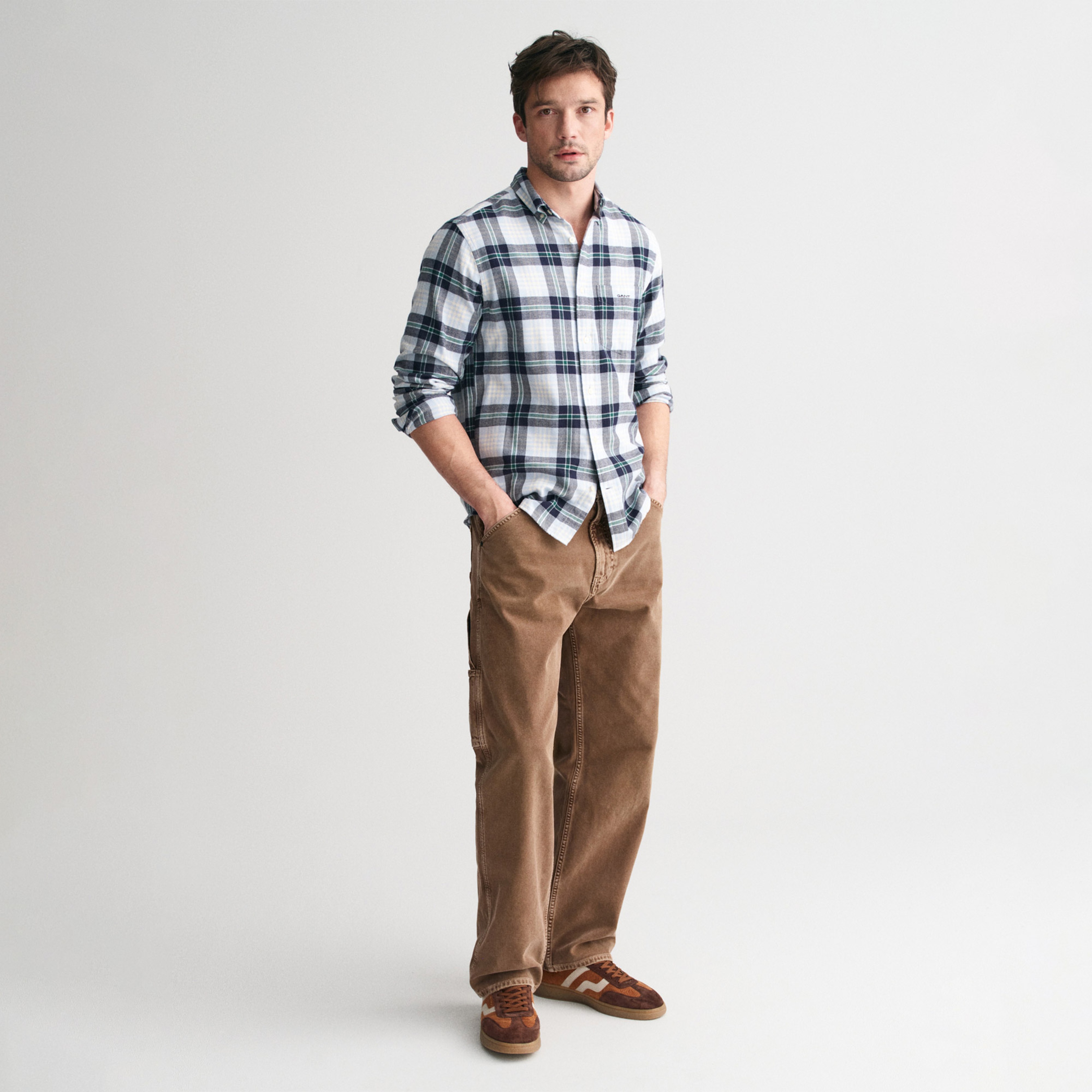 GANT Erkek Mavi Regular Fit Düğmeli Yaka Logolu Gömlek