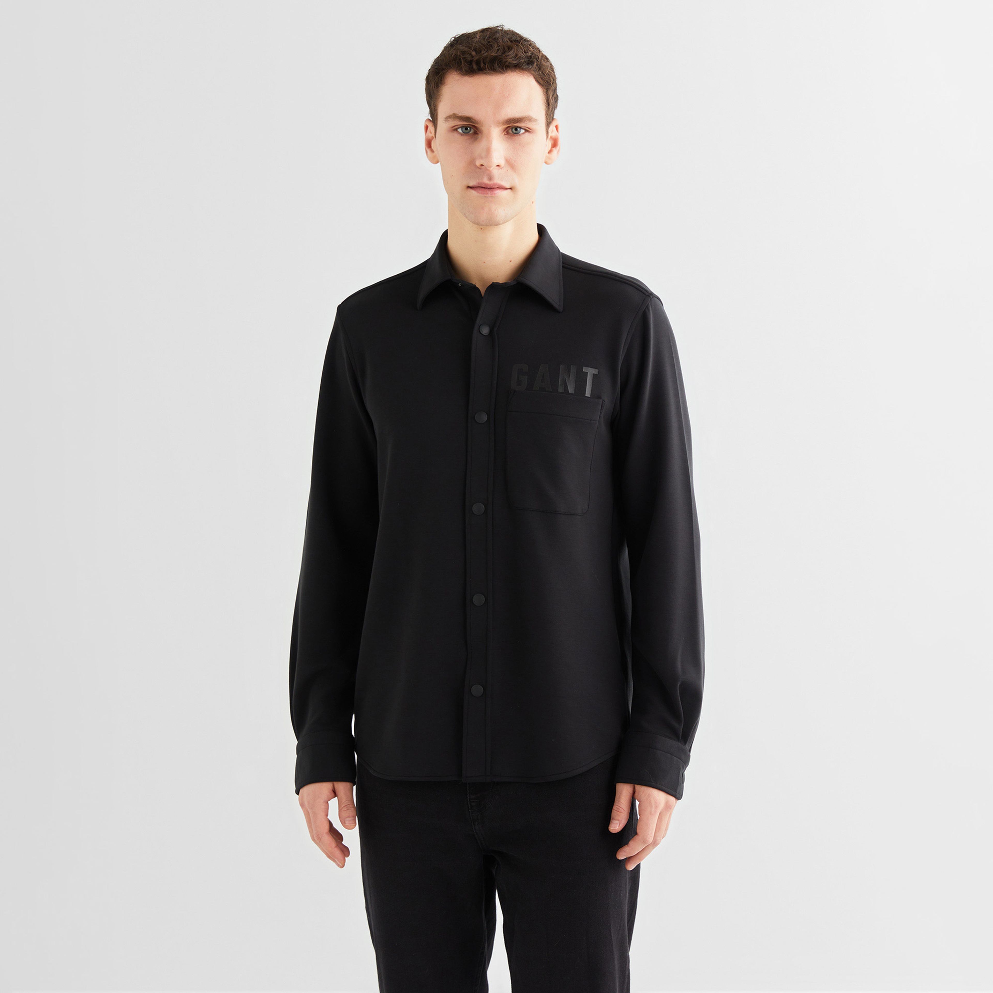 GANT Erkek Siyah Regular Fit Gömlek Yaka Logolu Gömlek