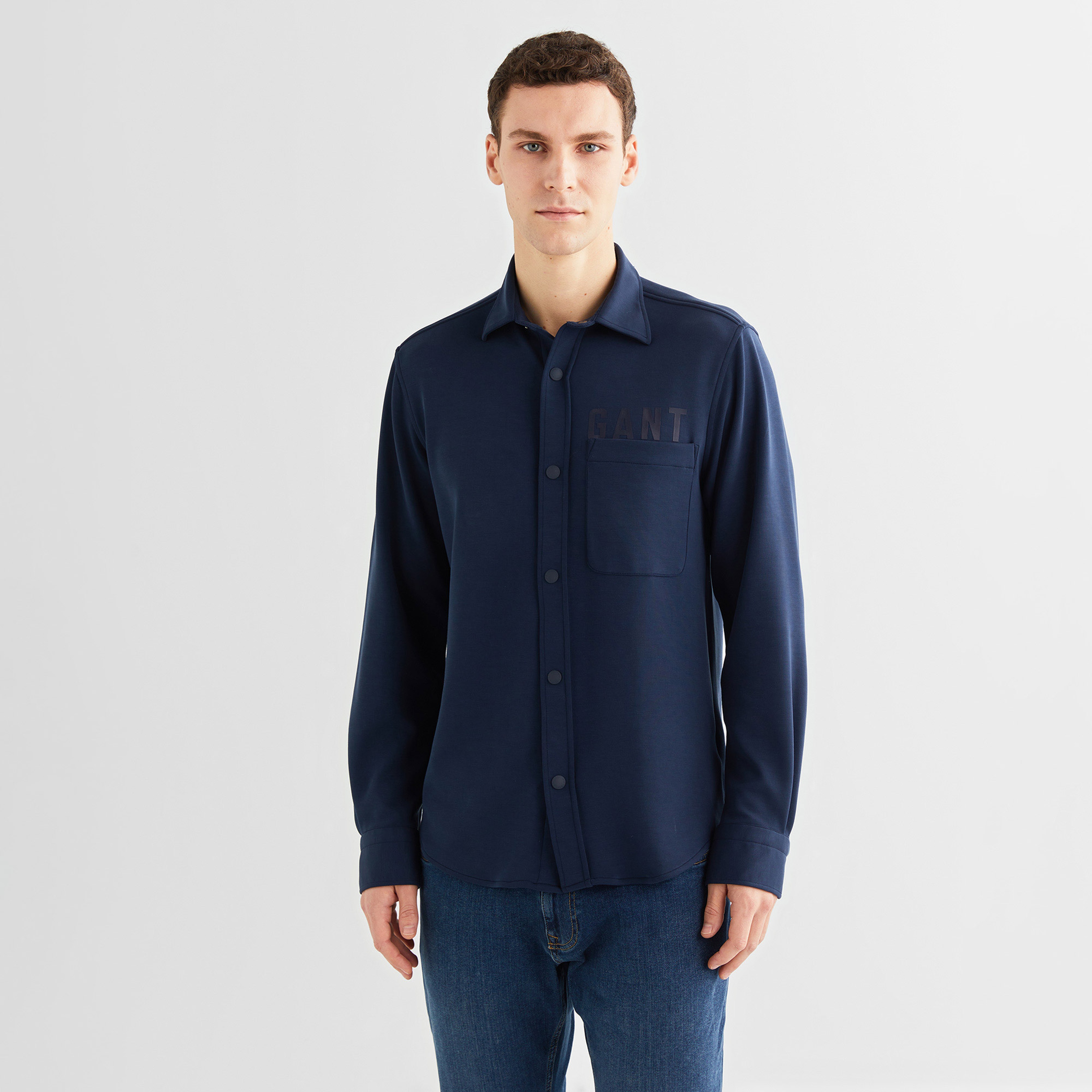GANT Erkek Lacivert Regular Fit Gömlek Yaka Logolu Gömlek