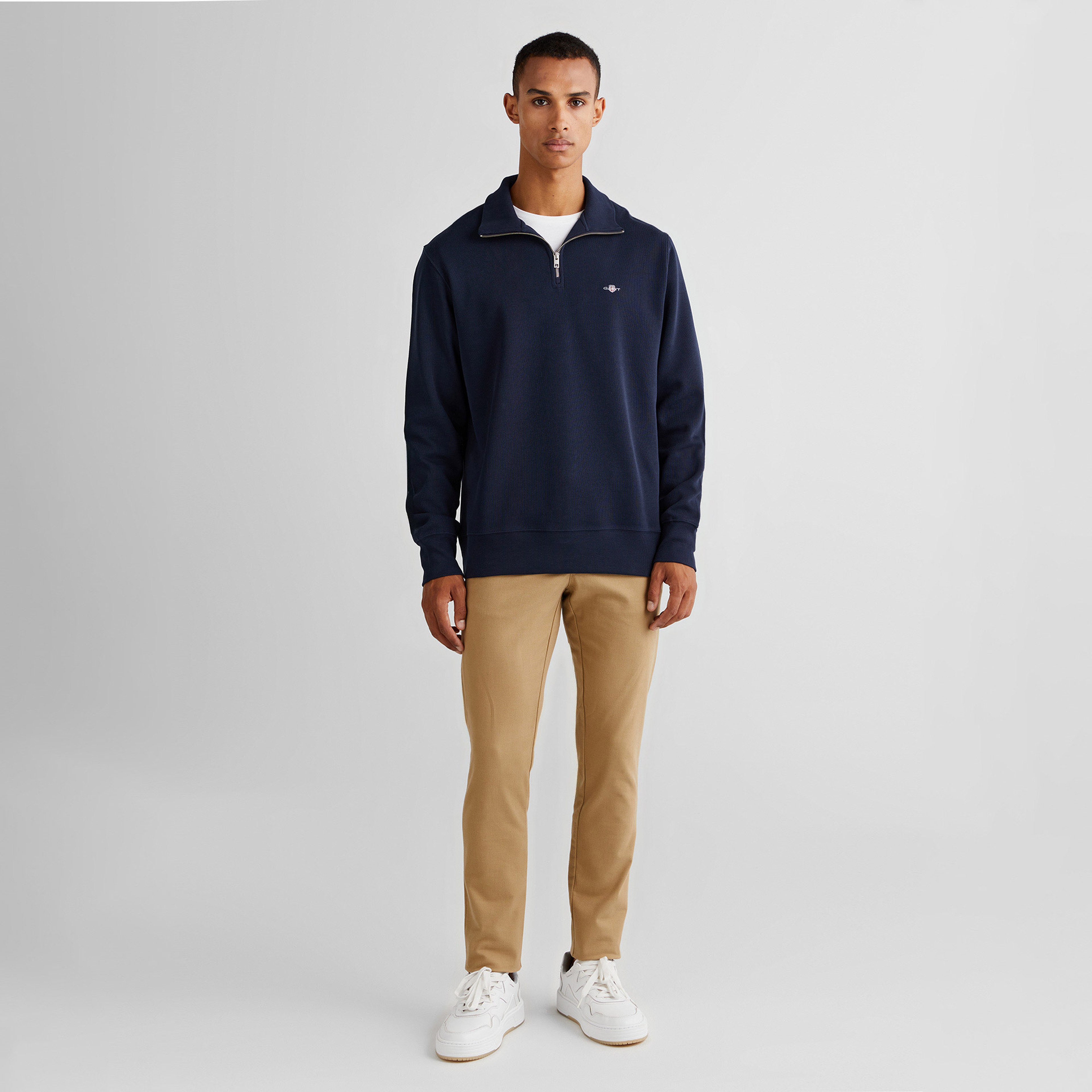 GANT Erkek Lacivert Regular Fit Yarım Fermuarlı Sweatshirt