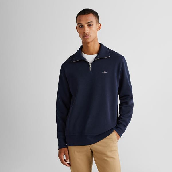 GANT Erkek Lacivert Regular Fit Yarım Fermuarlı Sweatshirt