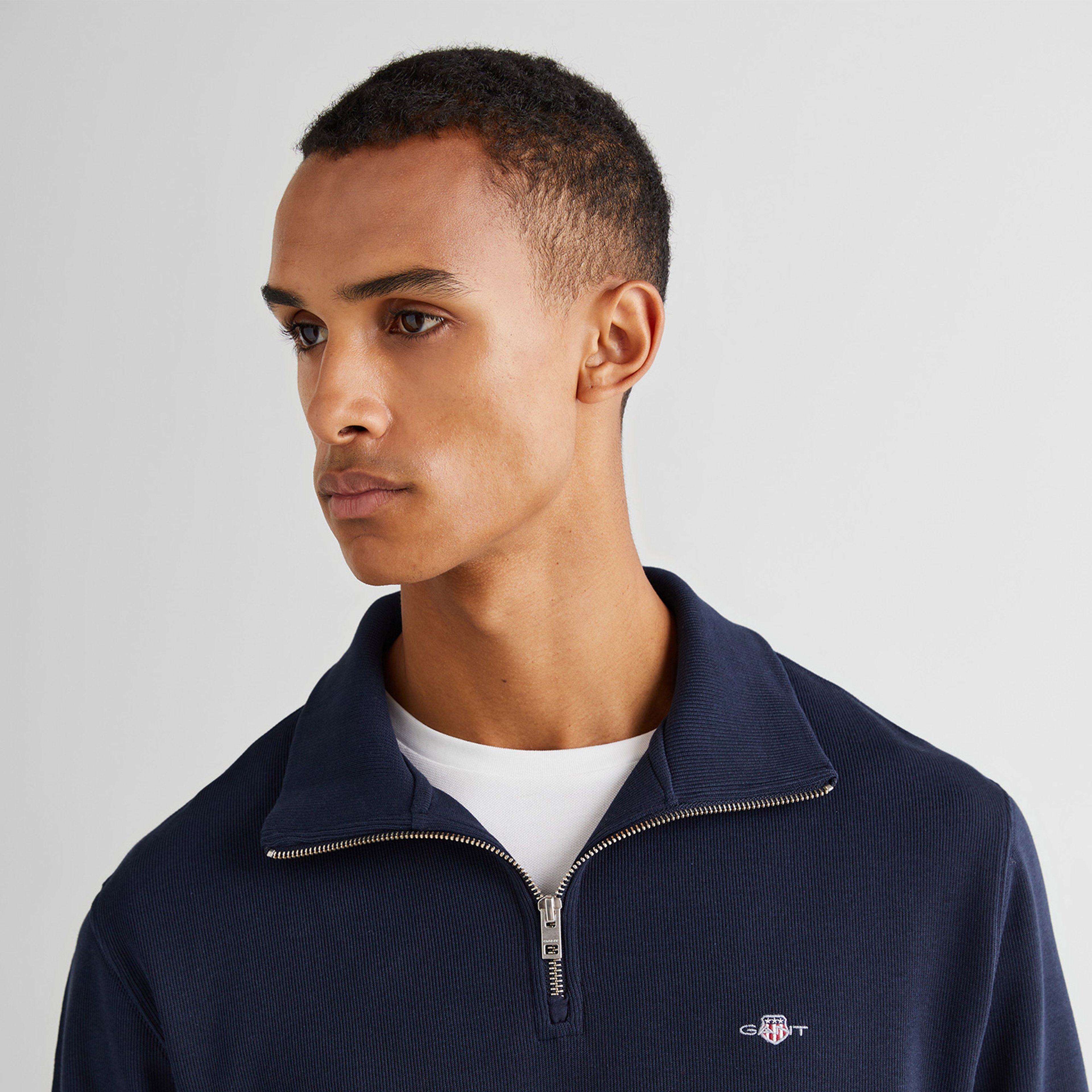 GANT Erkek Lacivert Regular Fit Yarım Fermuarlı Sweatshirt