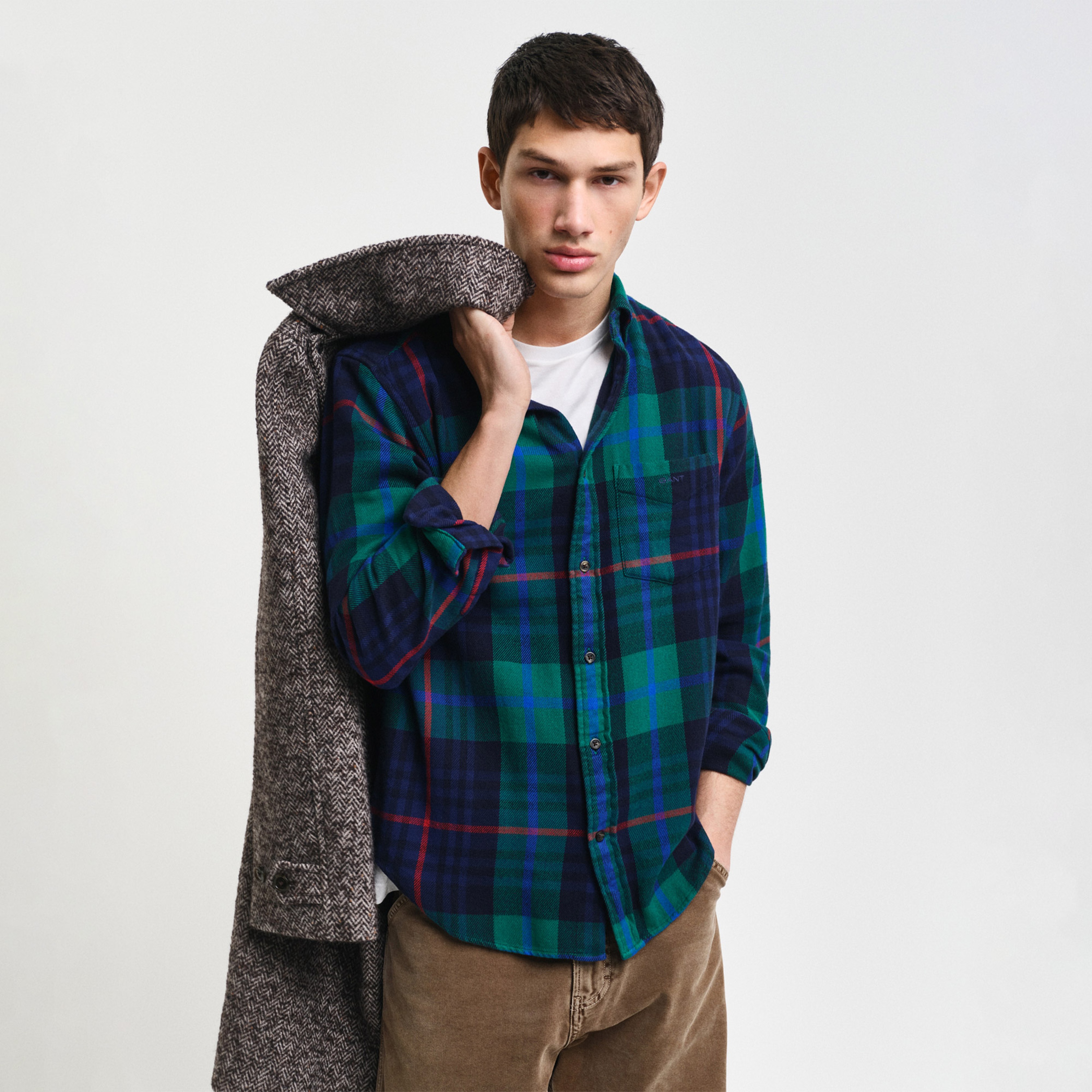 GANT Erkek Yeşil Regular Fit Kareli Gömlek