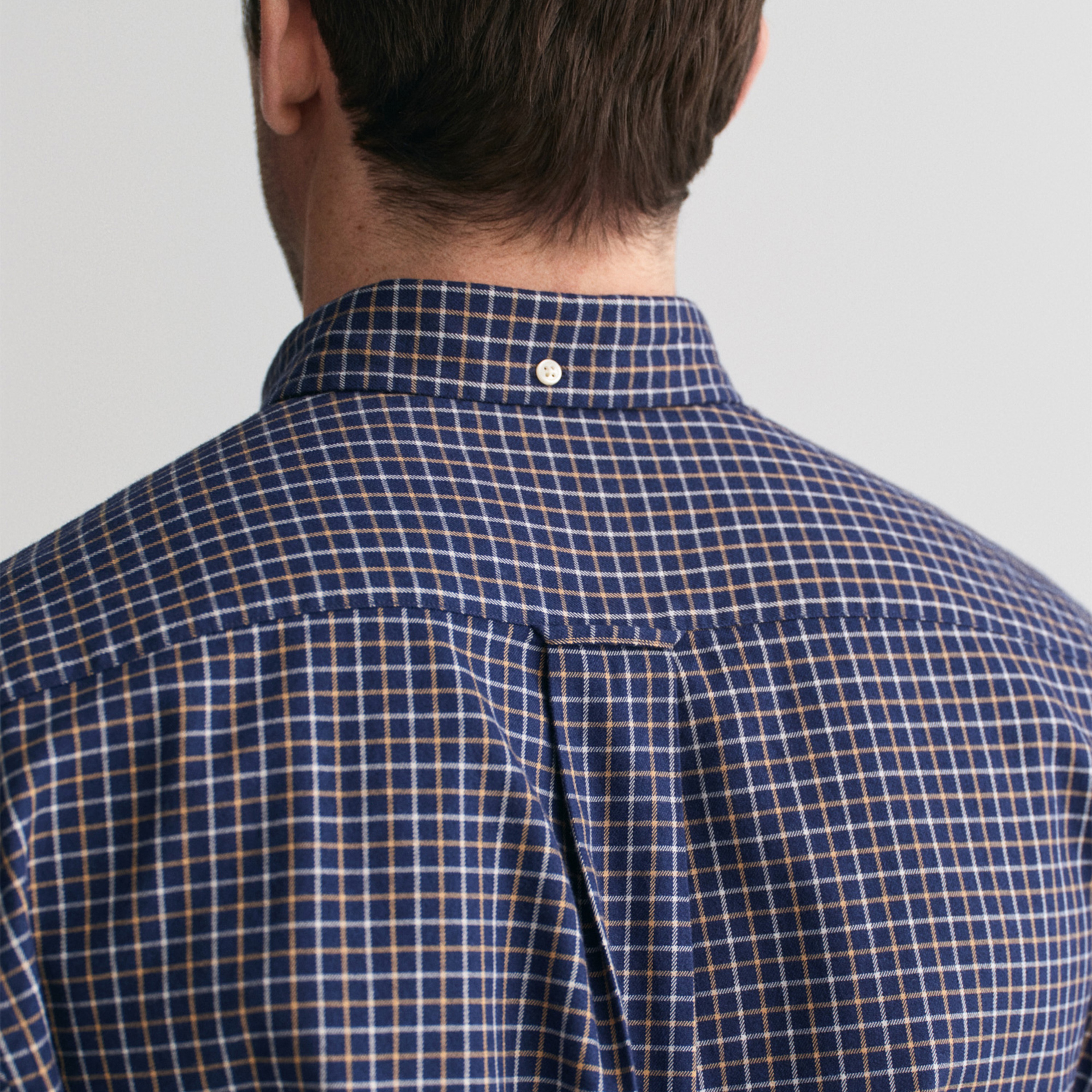 GANT Erkek Lacivert Regular Fit Düğmeli Yaka Kareli Gömlek