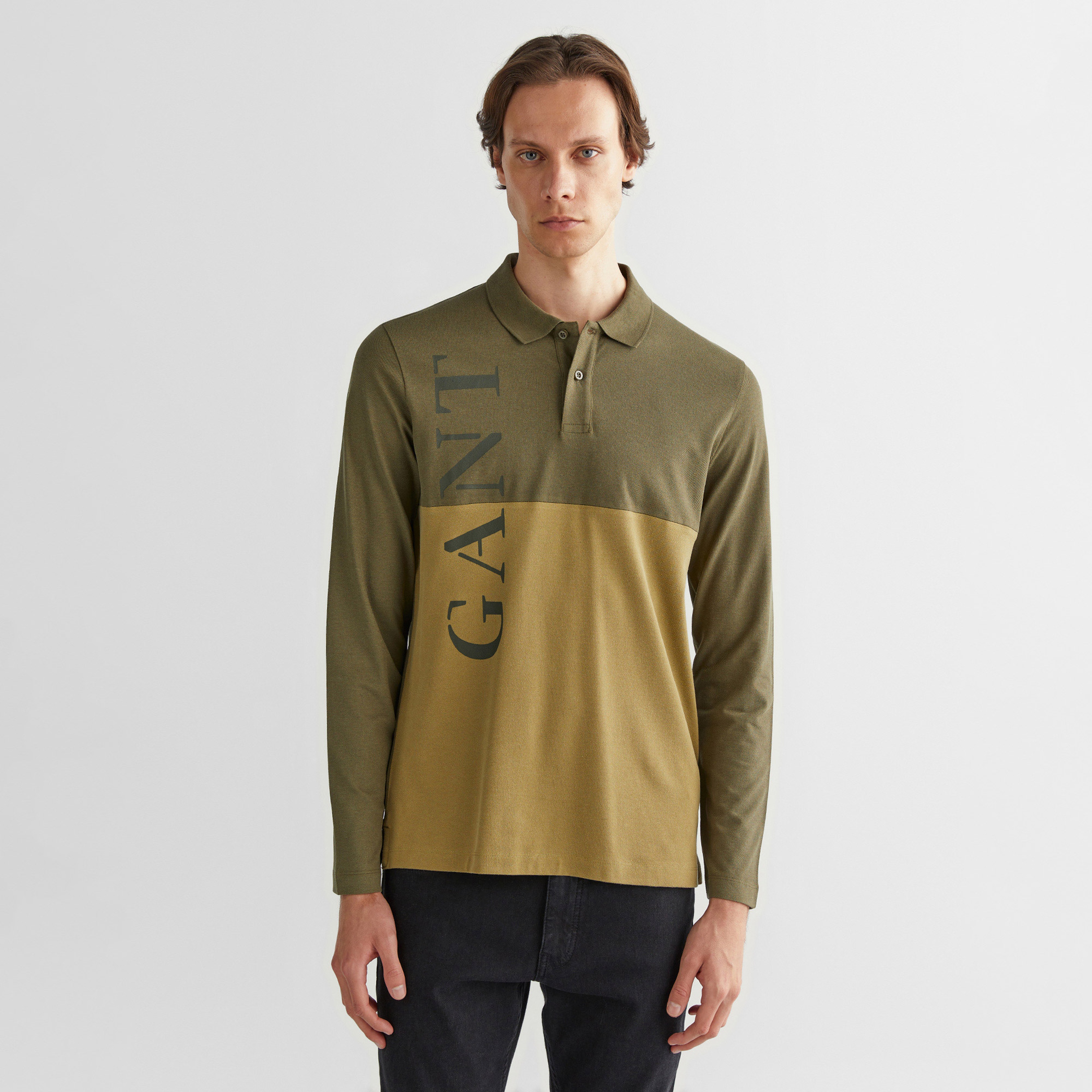 GANT Erkek Yeşil Regular Fit Renk Bloklu Logolu Polo