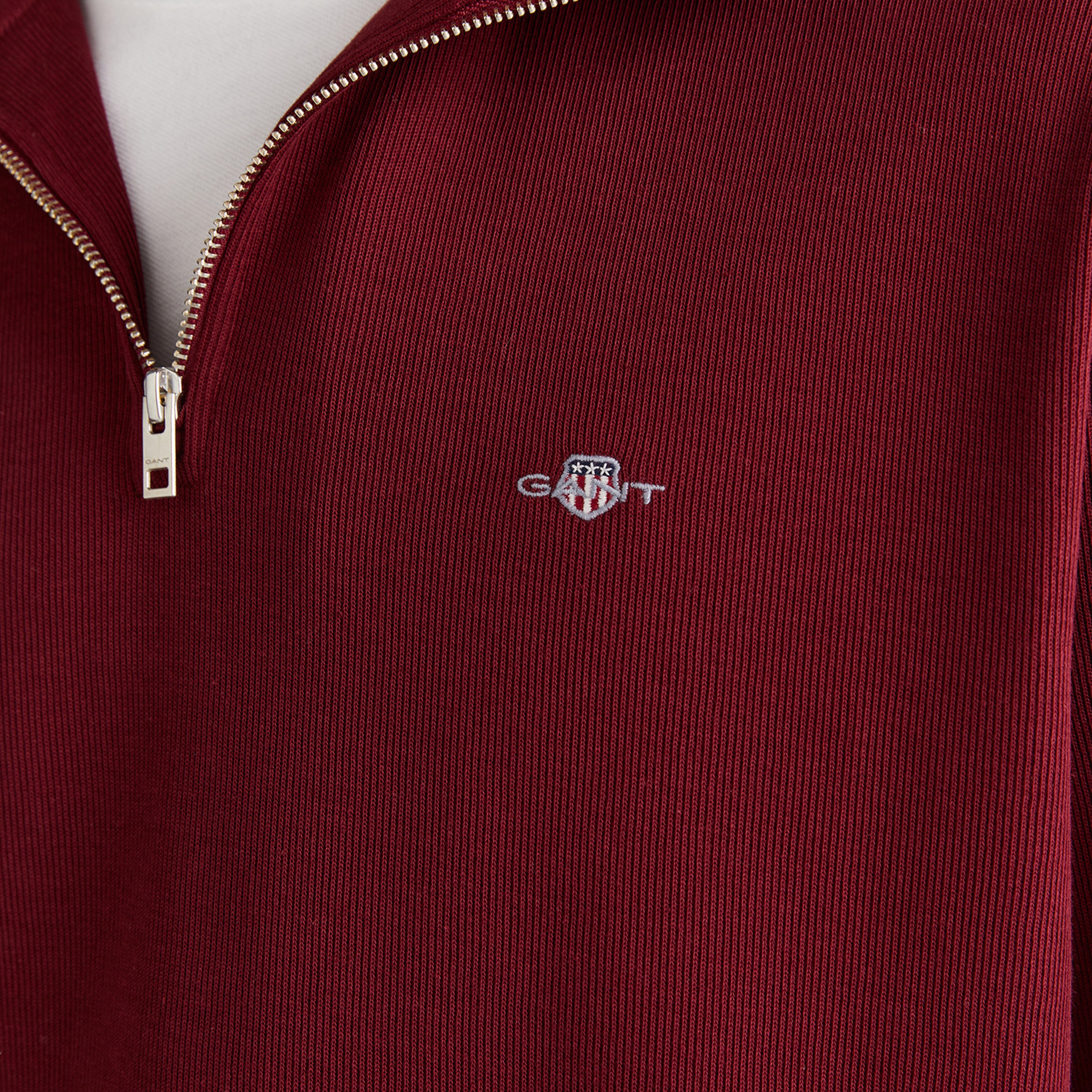 GANT Erkek Bordo Regular Fit Yarım Fermuarlı Sweatshirt