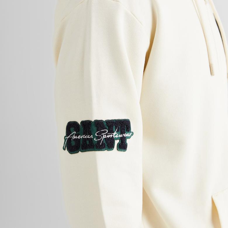 GANT Erkek Krem Relaxed Fit Kapüşonlu Logolu Sweatshirt