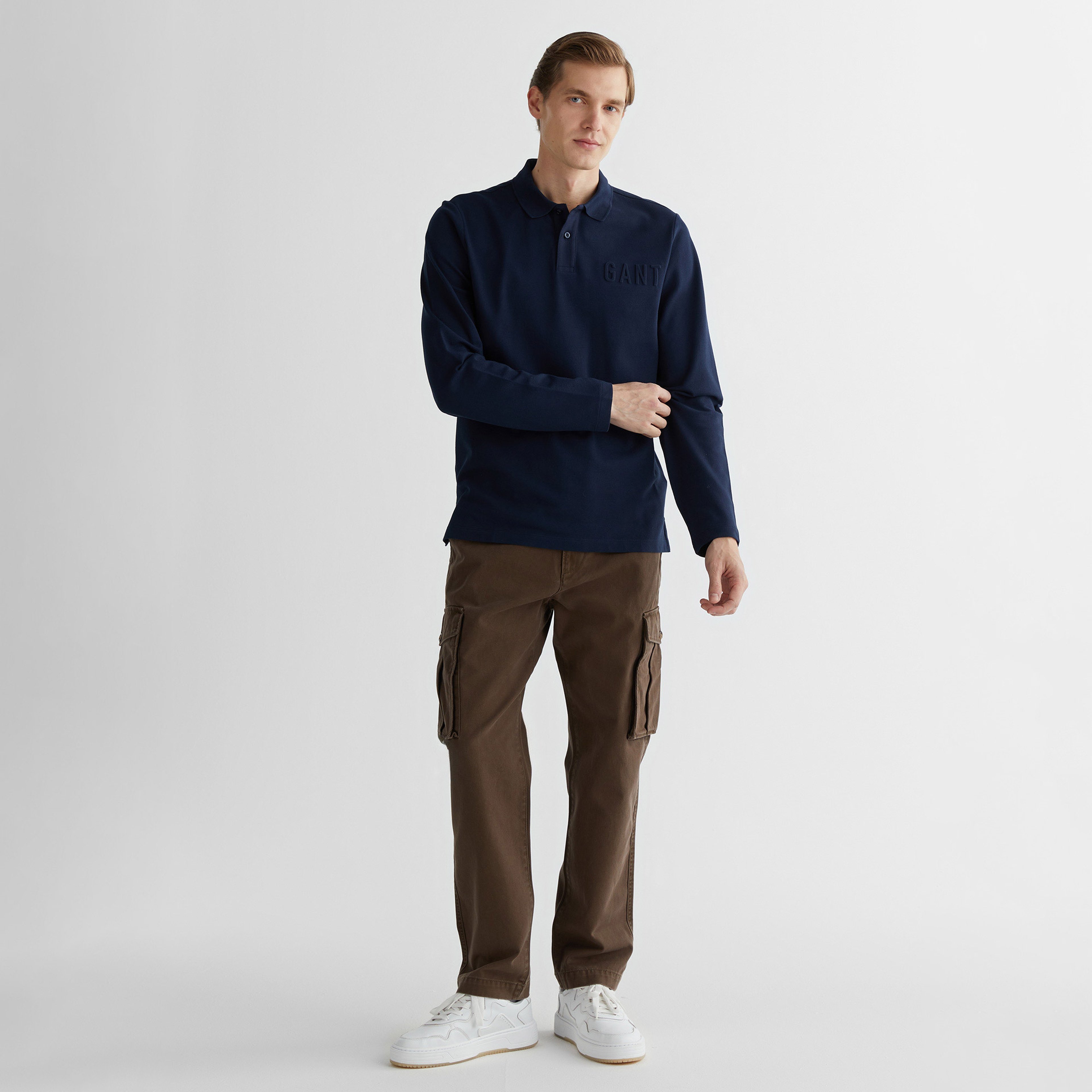 GANT Erkek Lacivert Regular Fit Polo Yaka Logolu Polo