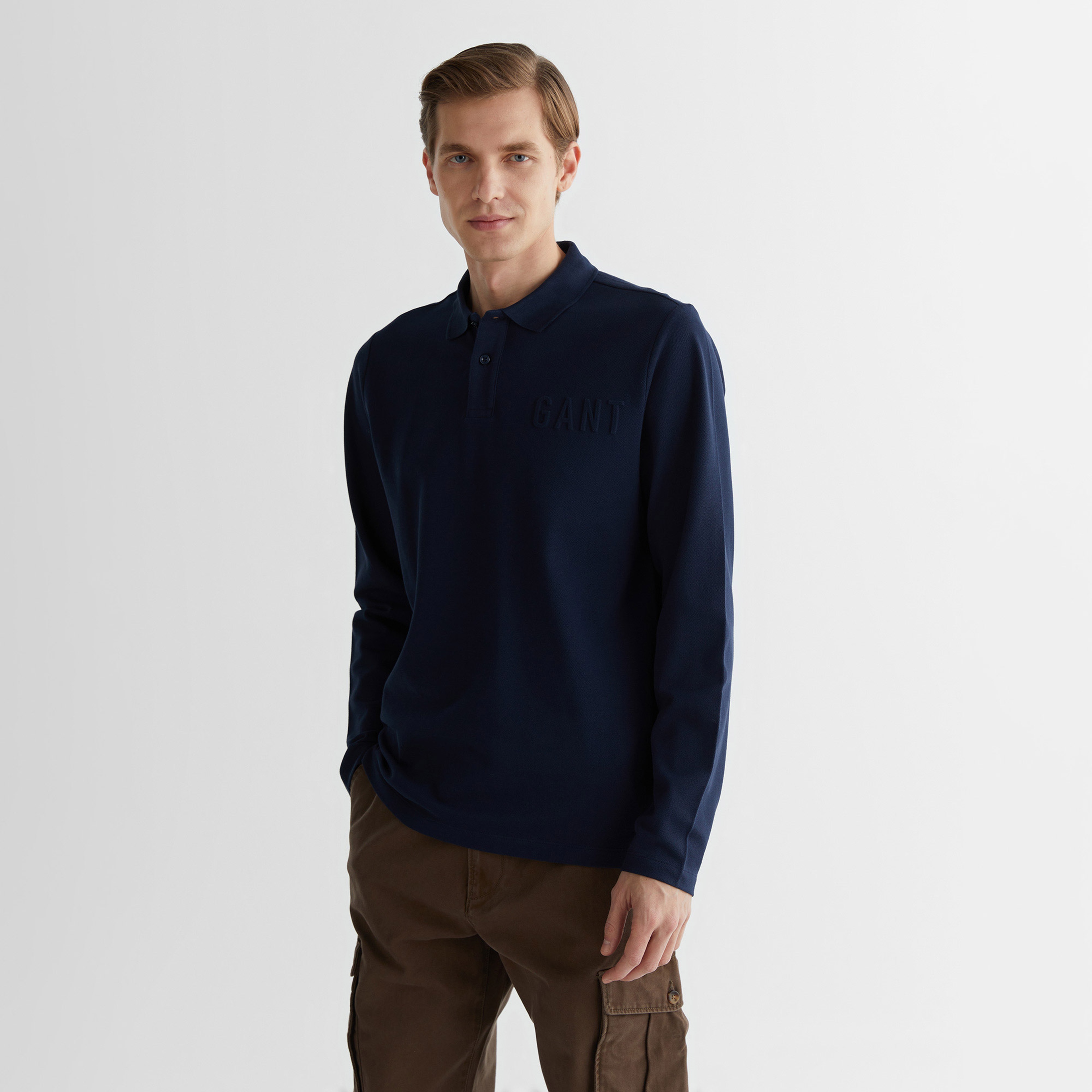GANT Erkek Lacivert Regular Fit Polo Yaka Logolu Polo