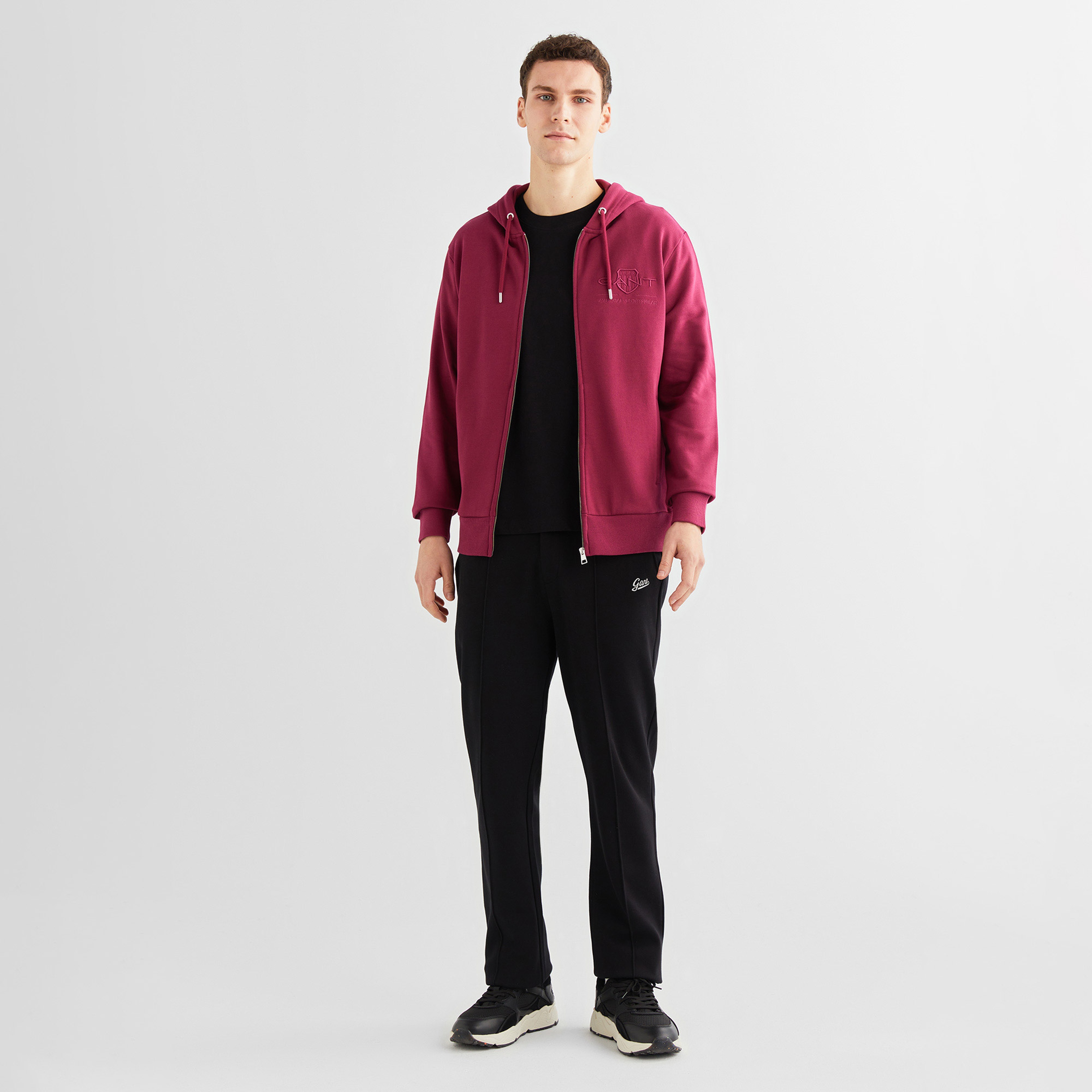 GANT Erkek Bordo Regular Fit Kapüşonlu Logolu Sweatshirt