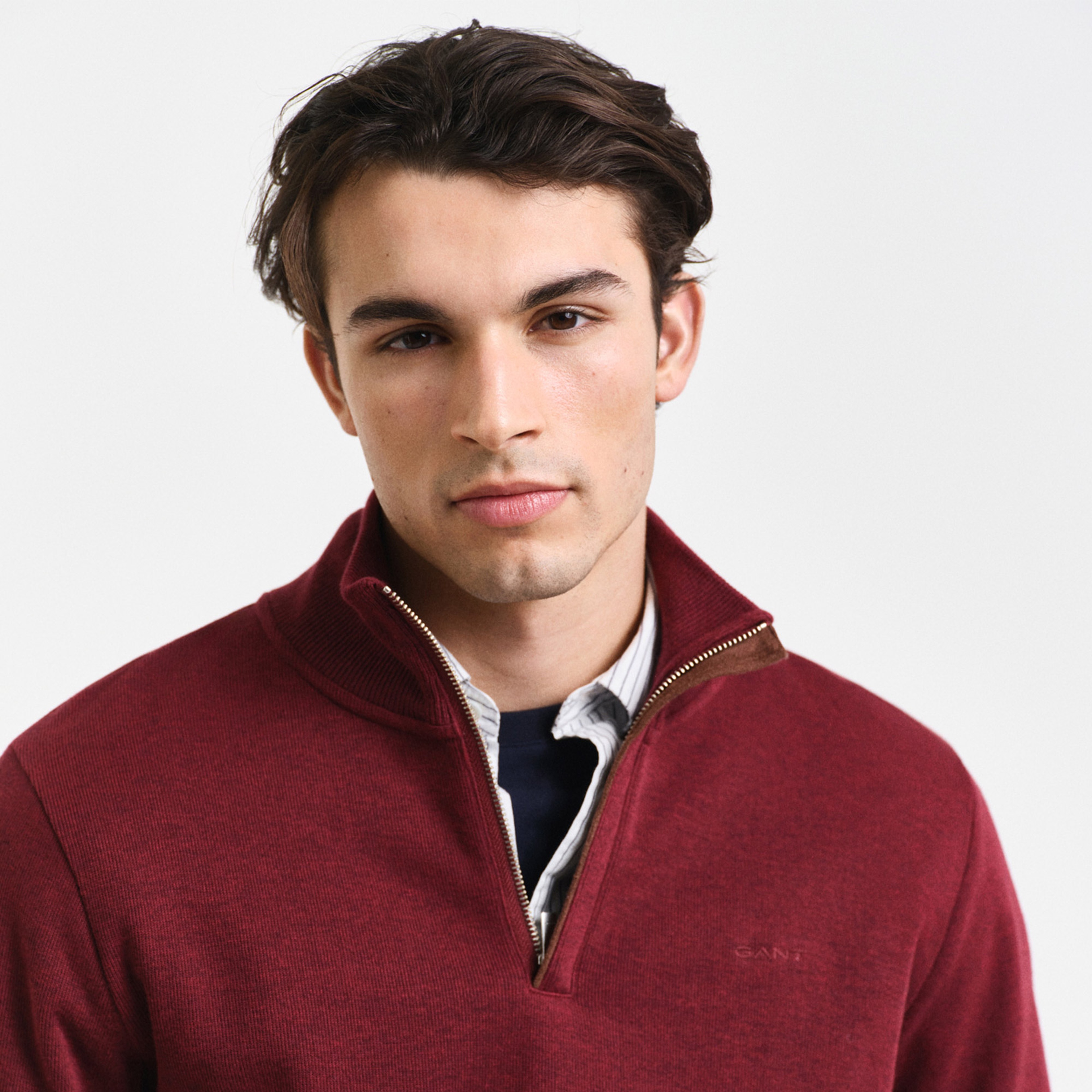 GANT Erkek Bordo Regular Fit Yarım Fermuarlı Sweatshirt