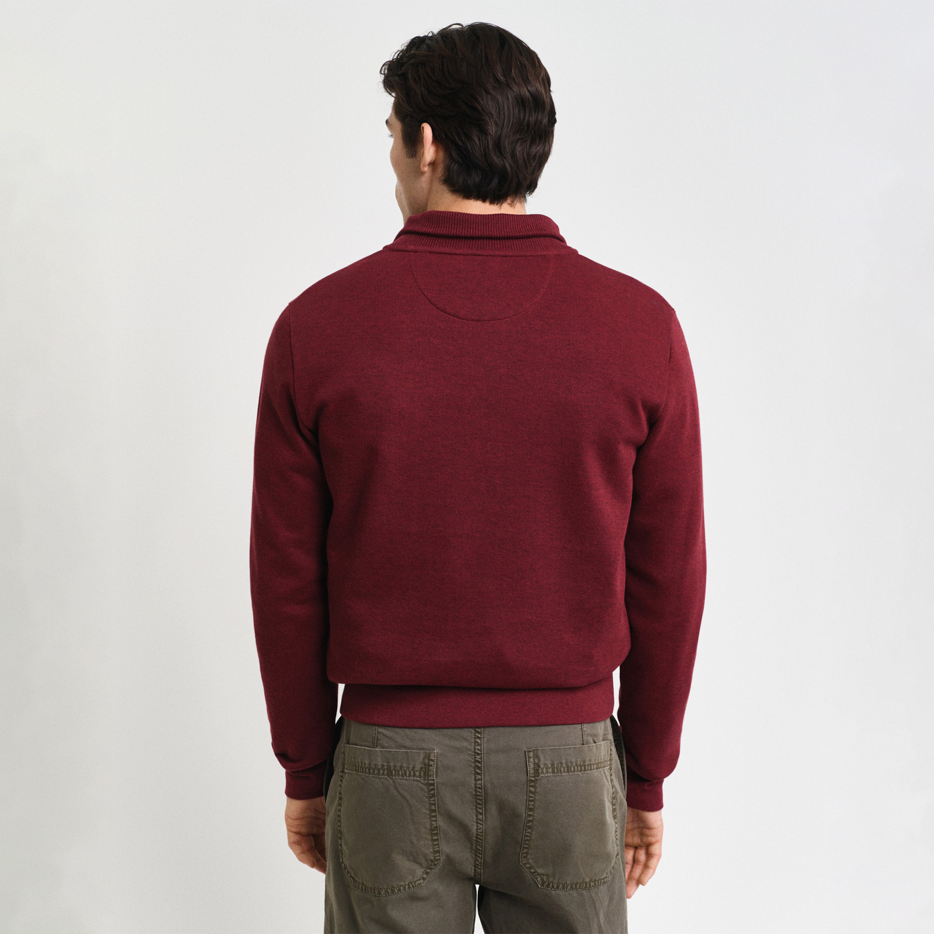 GANT Erkek Bordo Regular Fit Yarım Fermuarlı Sweatshirt