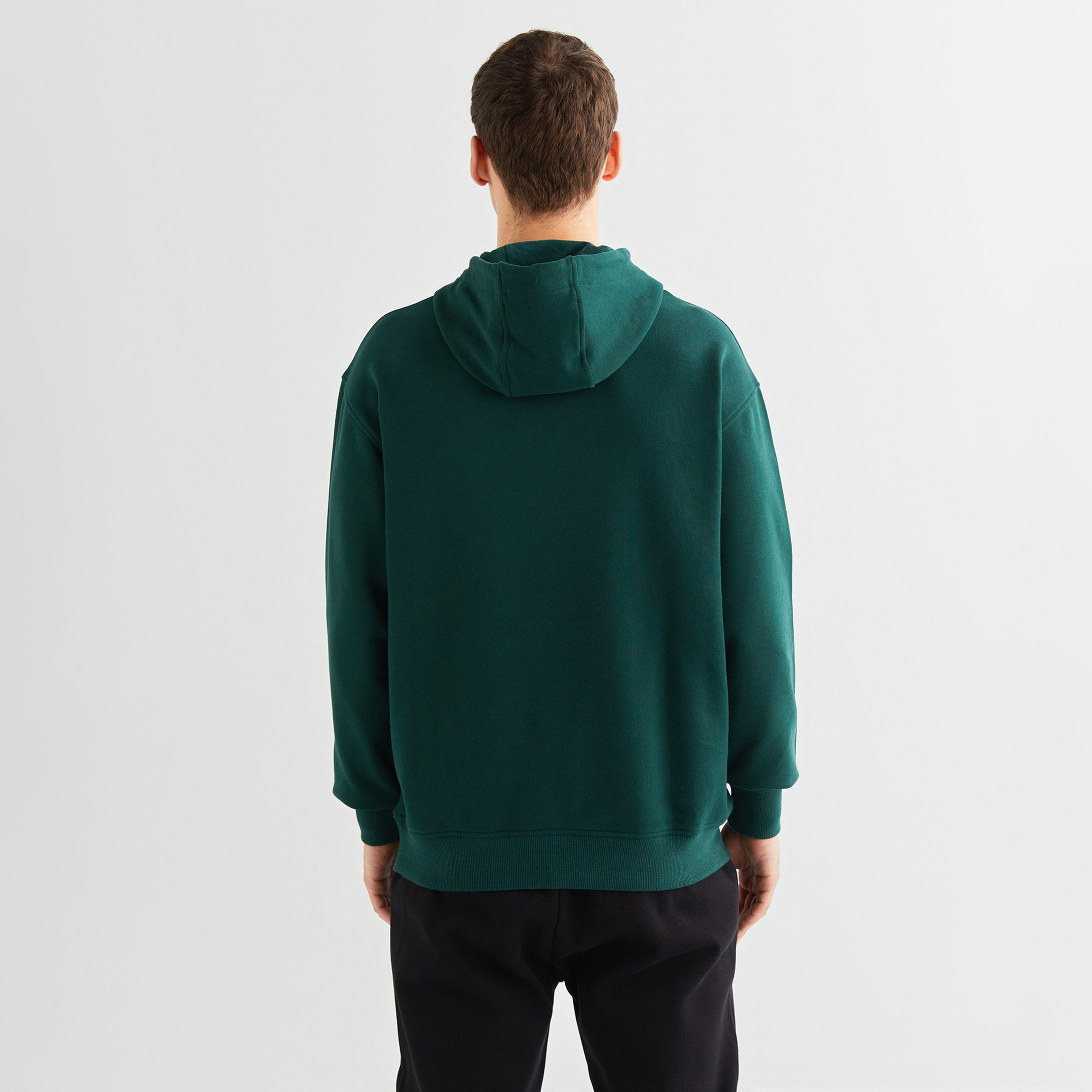 GANT Erkek Yeşil Relaxed Fit Kapüşonlu Logolu Sweatshirt
