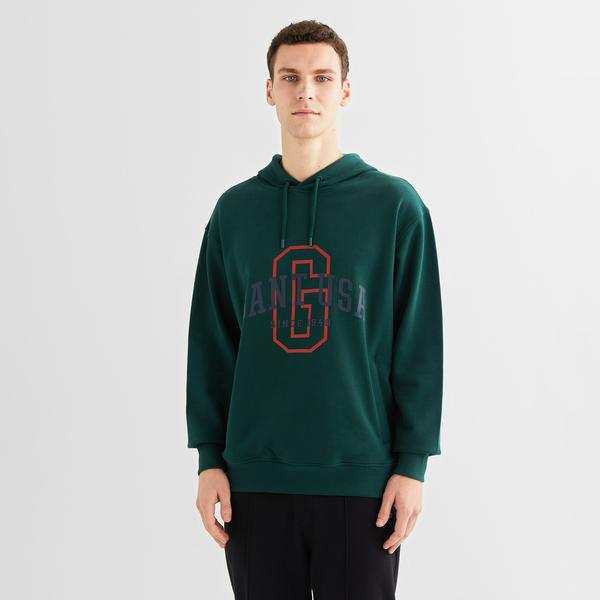 GANT Erkek Yeşil Relaxed Fit Kapüşonlu Logolu Sweatshirt