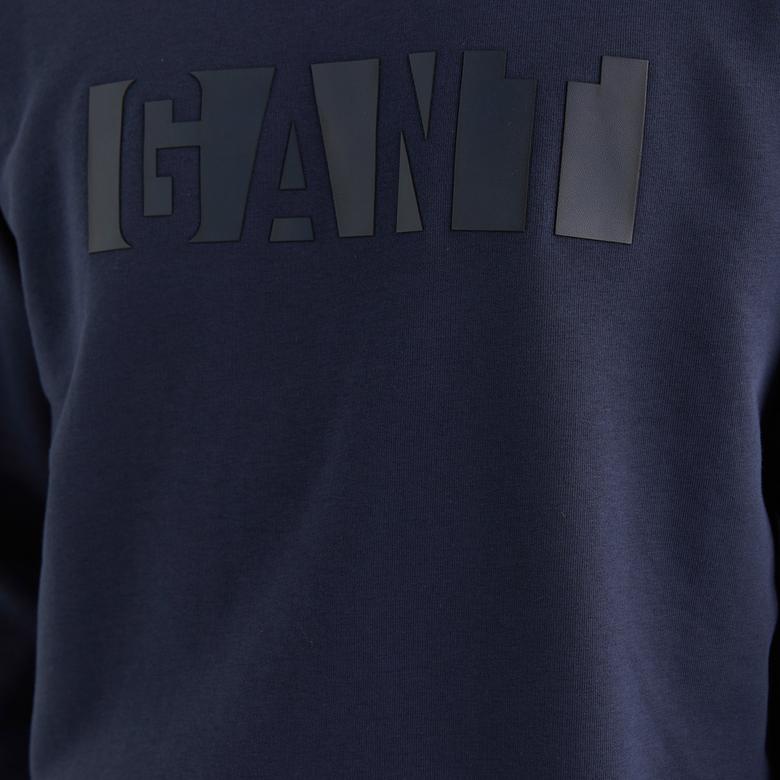 GANT Erkek Lacivert Relaxed Fit Bisiklet Yaka Logolu Sweatshirt