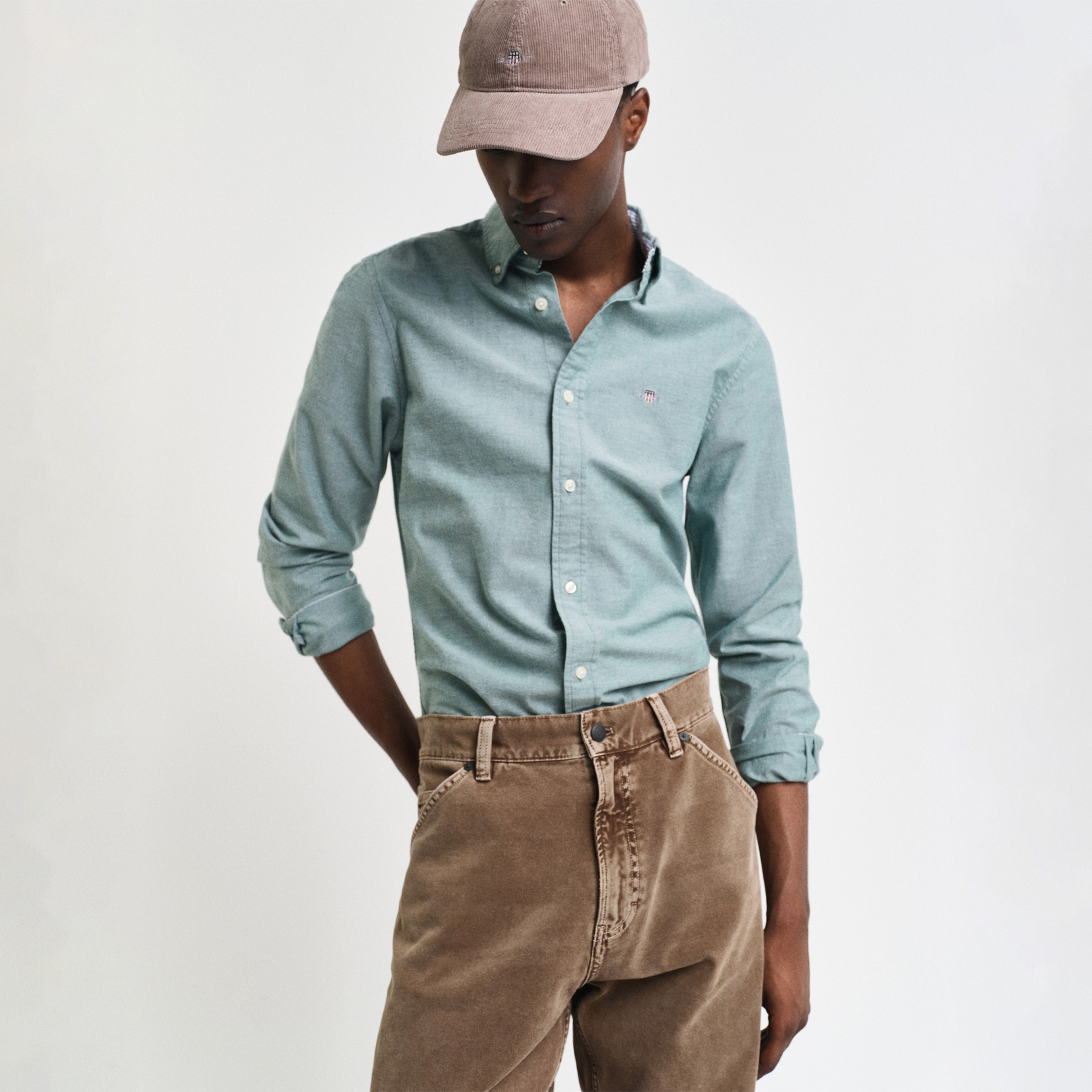 GANT Erkek Yeşil Slim Fit Düğmeli Yaka Oxford Gömlek