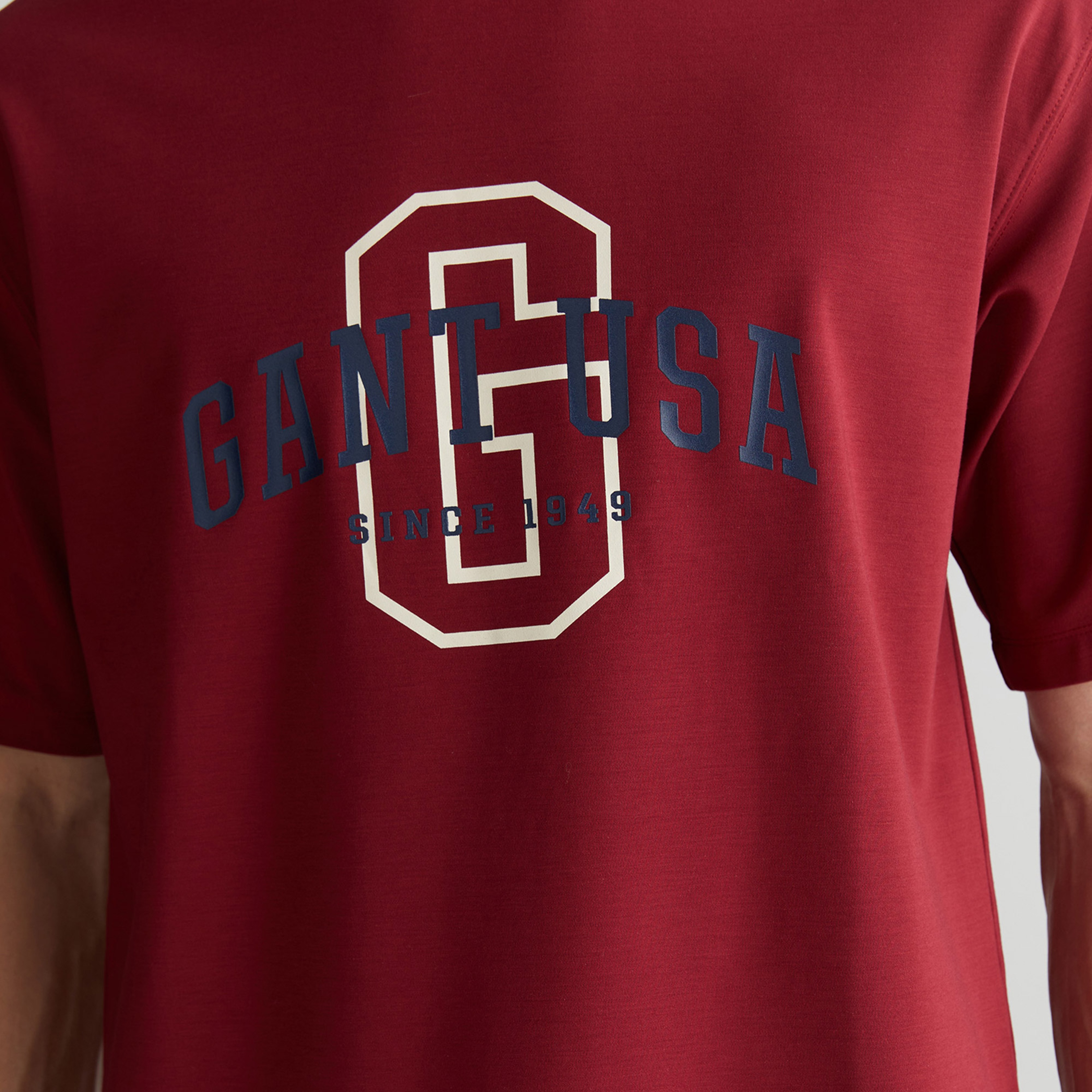 GANT Erkek Bordo Regular Fit Bisiklet Yaka Logolu T-Shirt
