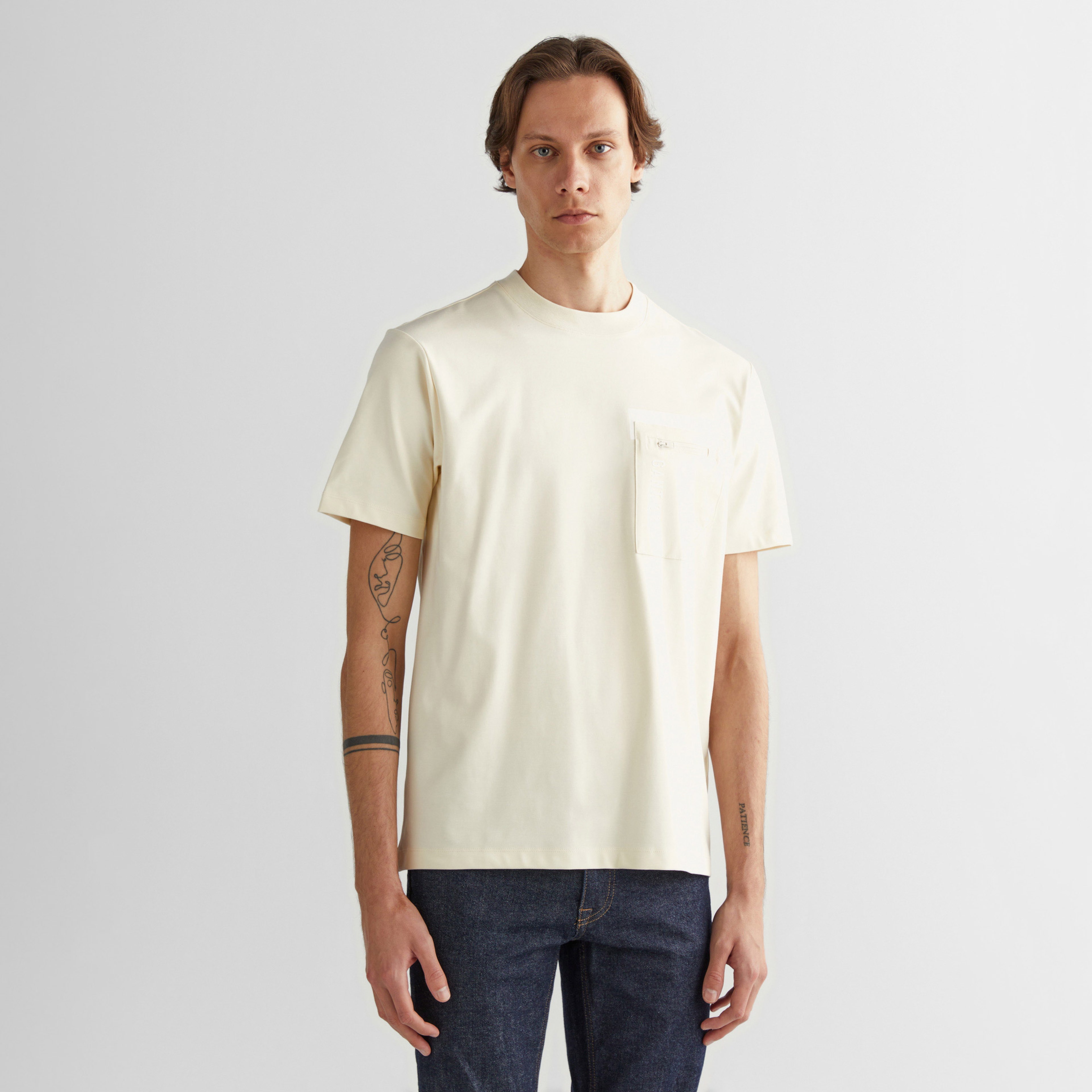 GANT Erkek Krem Regular Fit Bisiklet Yaka Logolu T-Shirt