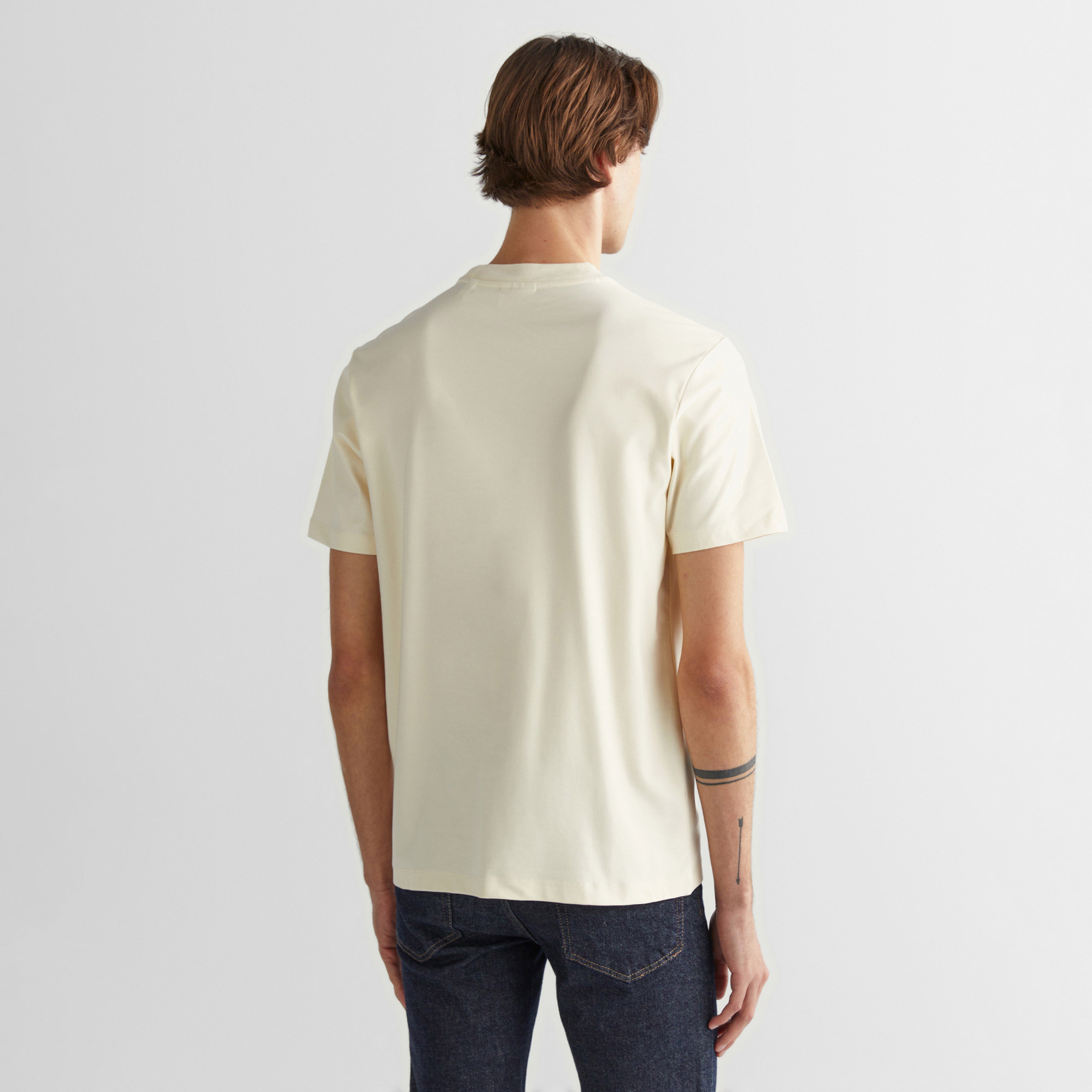 GANT Erkek Krem Regular Fit Bisiklet Yaka Logolu T-Shirt