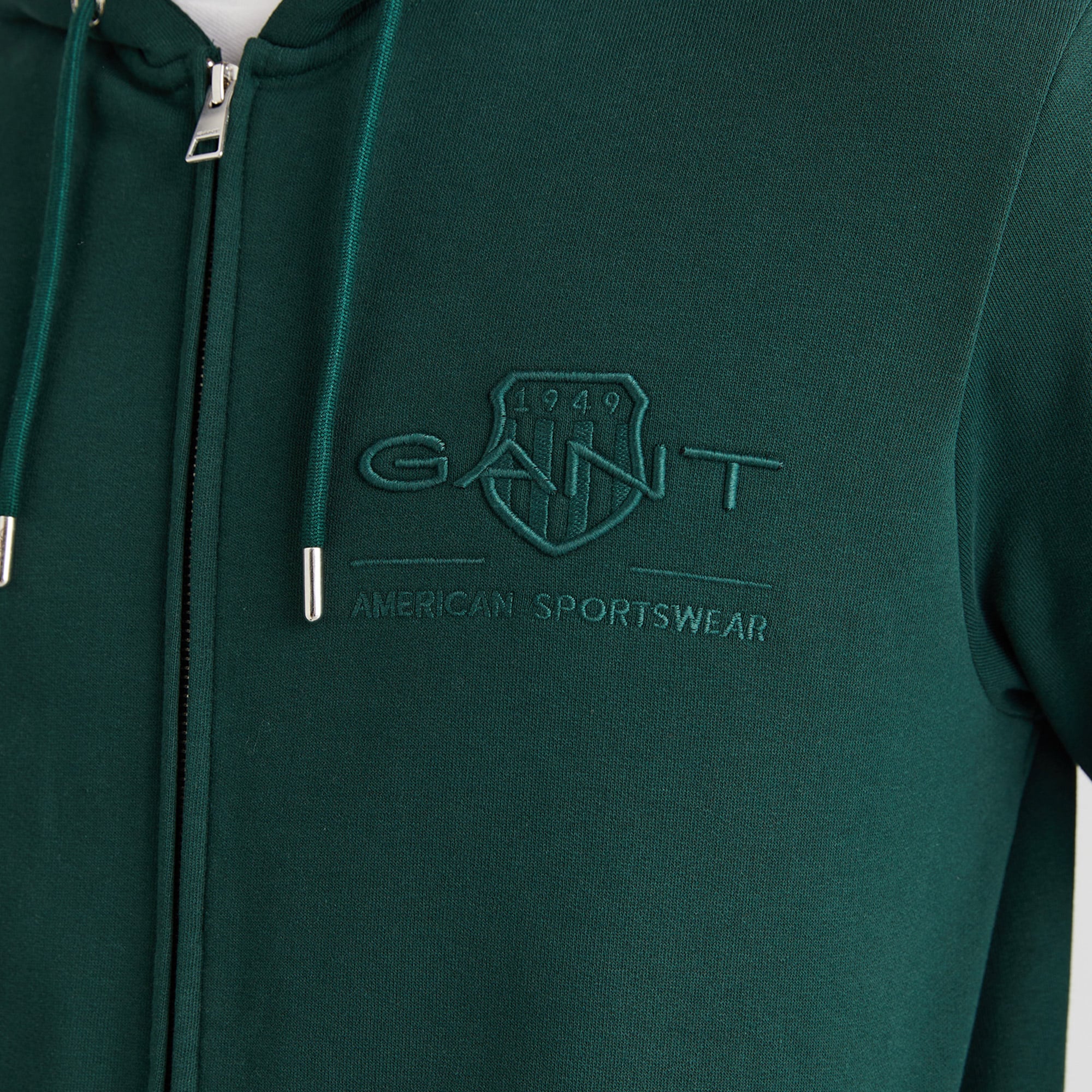 GANT Erkek Yeşil Regular Fit Kapüşonlu Logolu Sweatshirt