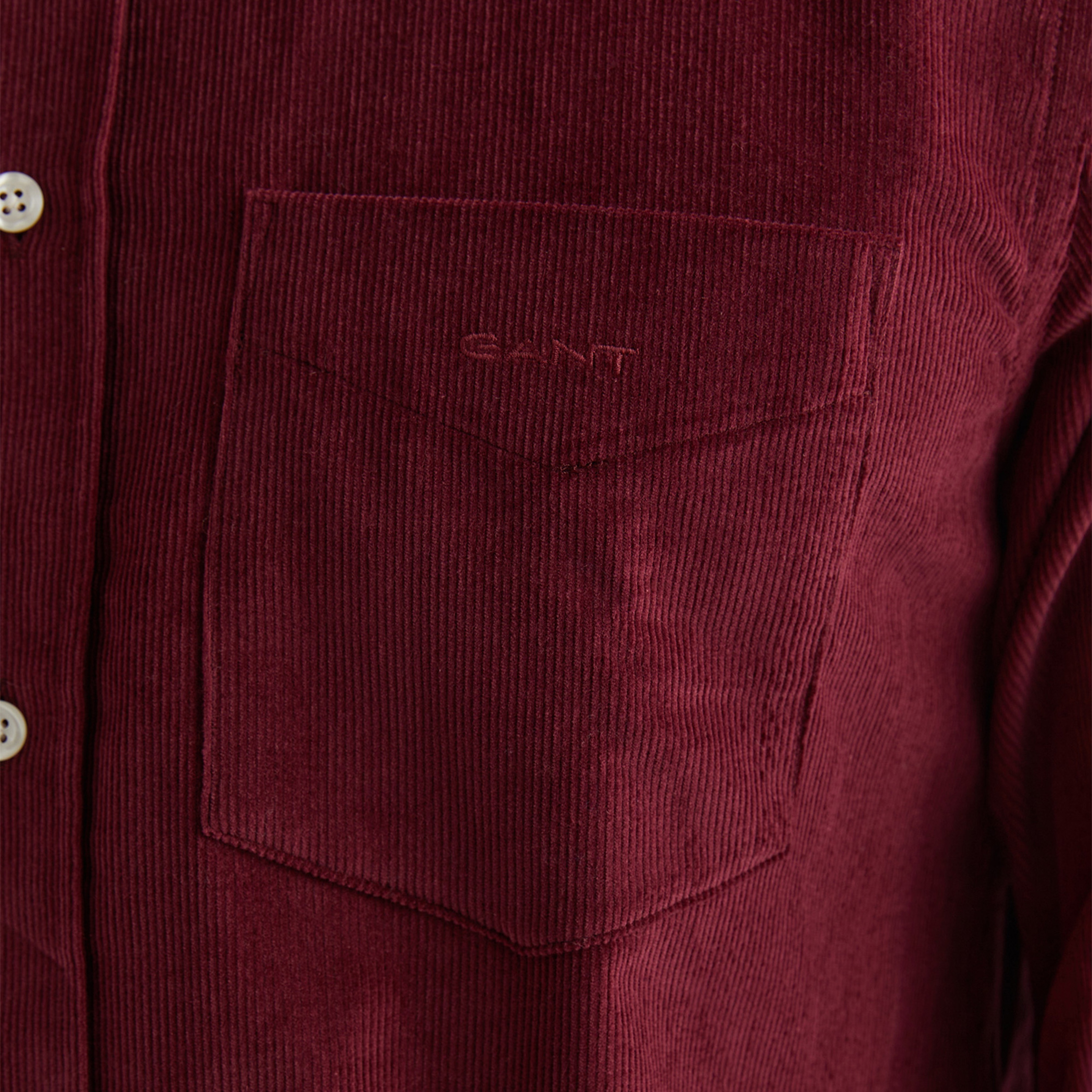 GANT Erkek Bordo Regular Fit Düğmeli Yaka Kadife Gömlek