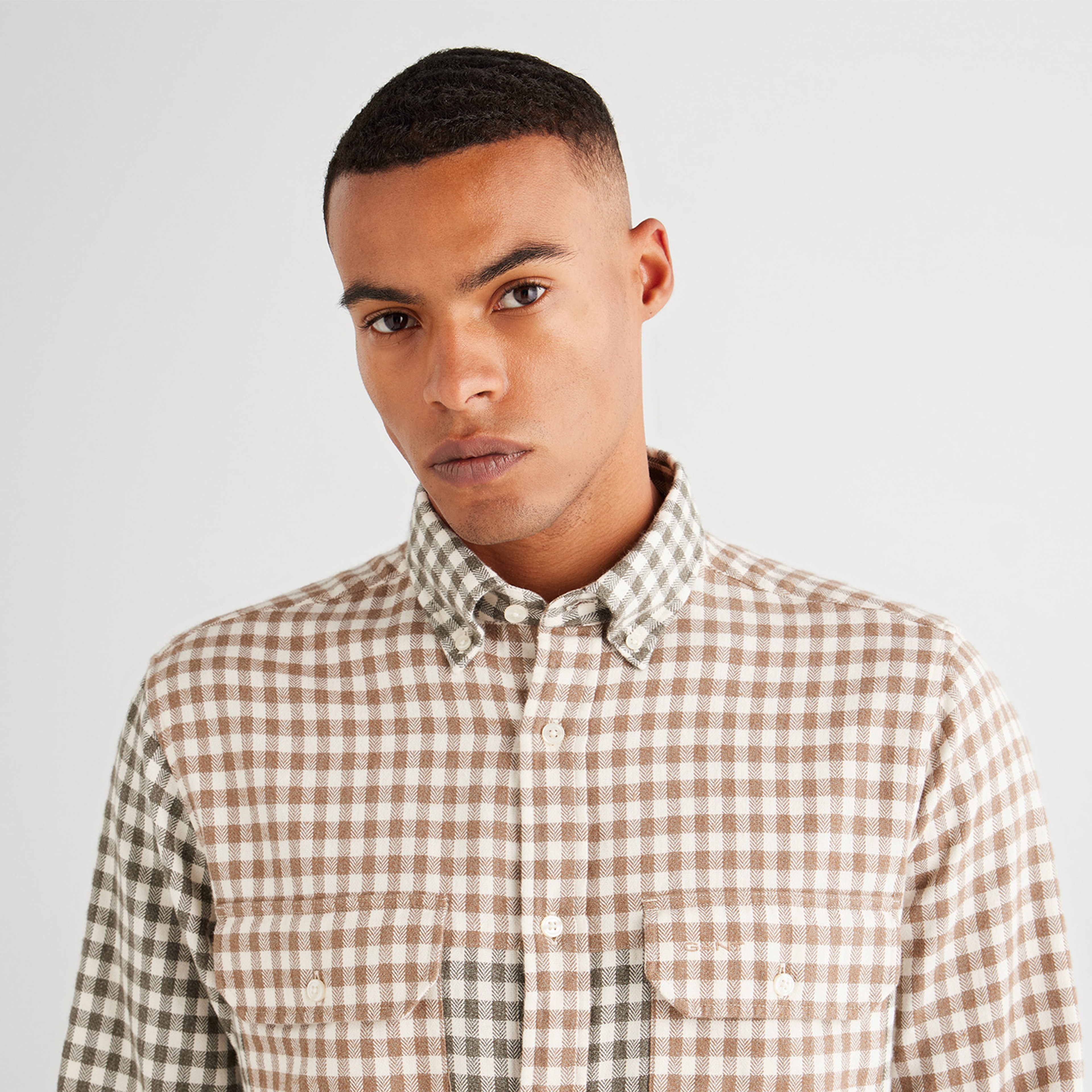 GANT Erkek Yeşil Regular Fit Düğmeli Yaka Ekose Gömlek