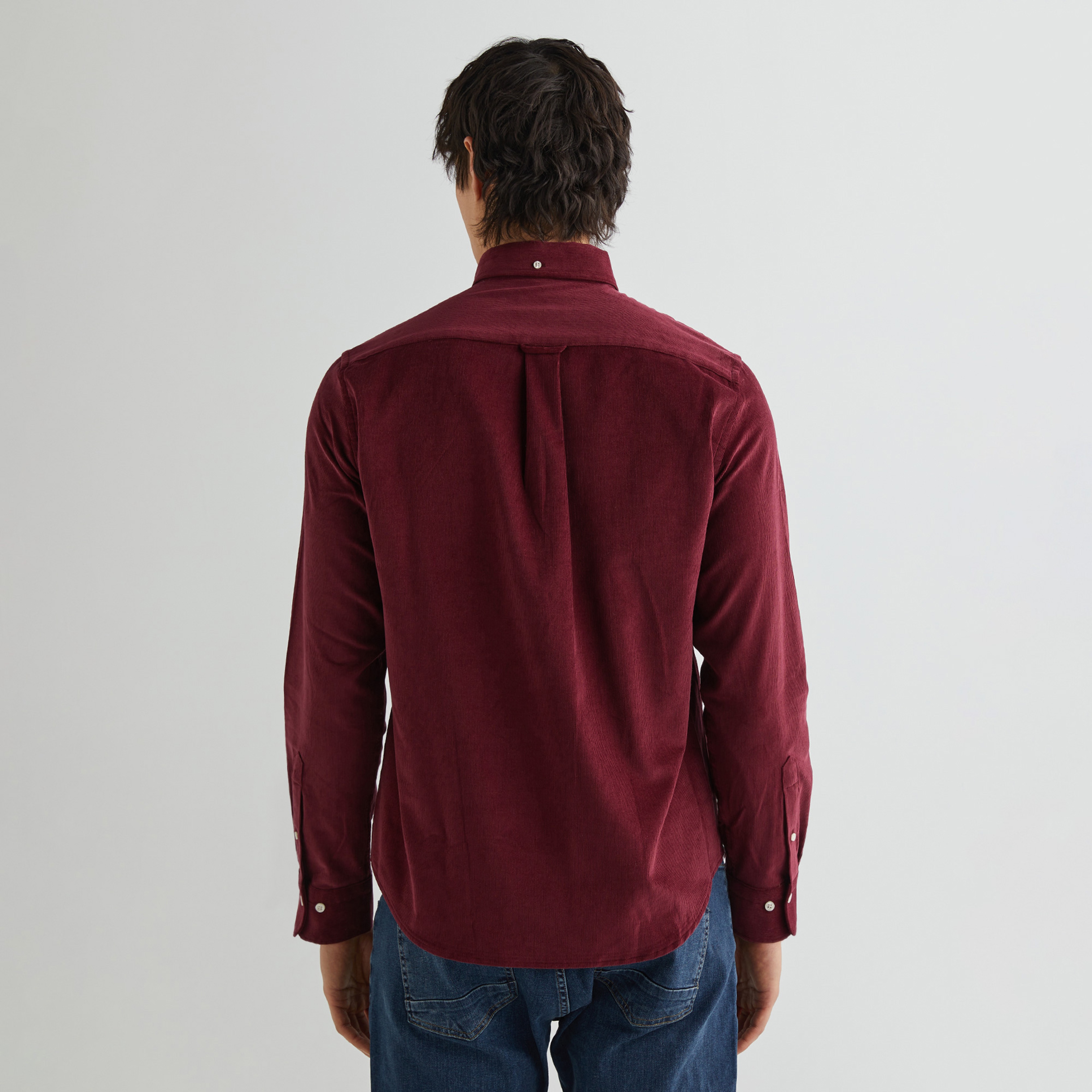 GANT Erkek Bordo Regular Fit Düğmeli Yaka Kadife Gömlek