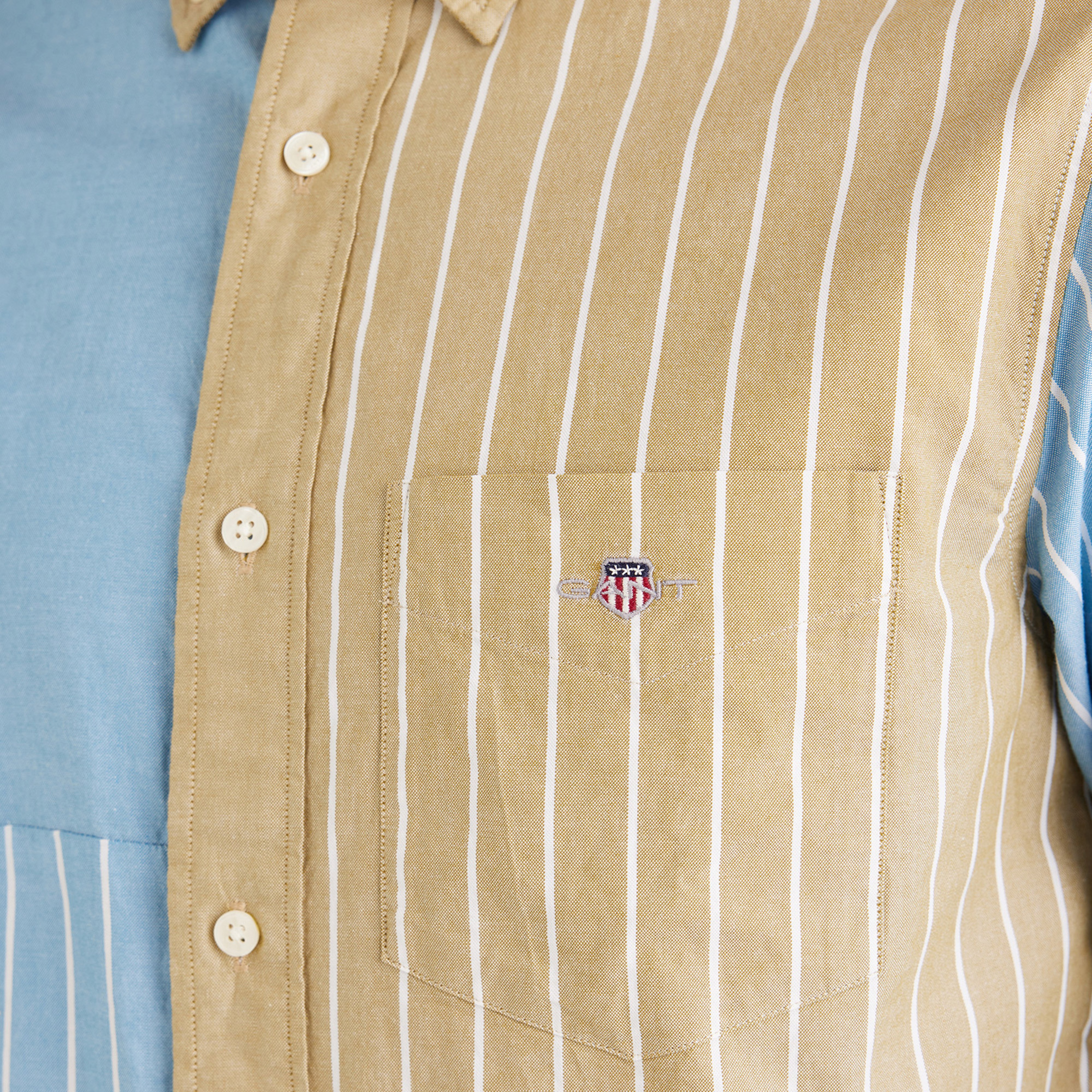 GANT Erkek Mavi Regular Fit Düğmeli Yaka Çizgili Gömlek