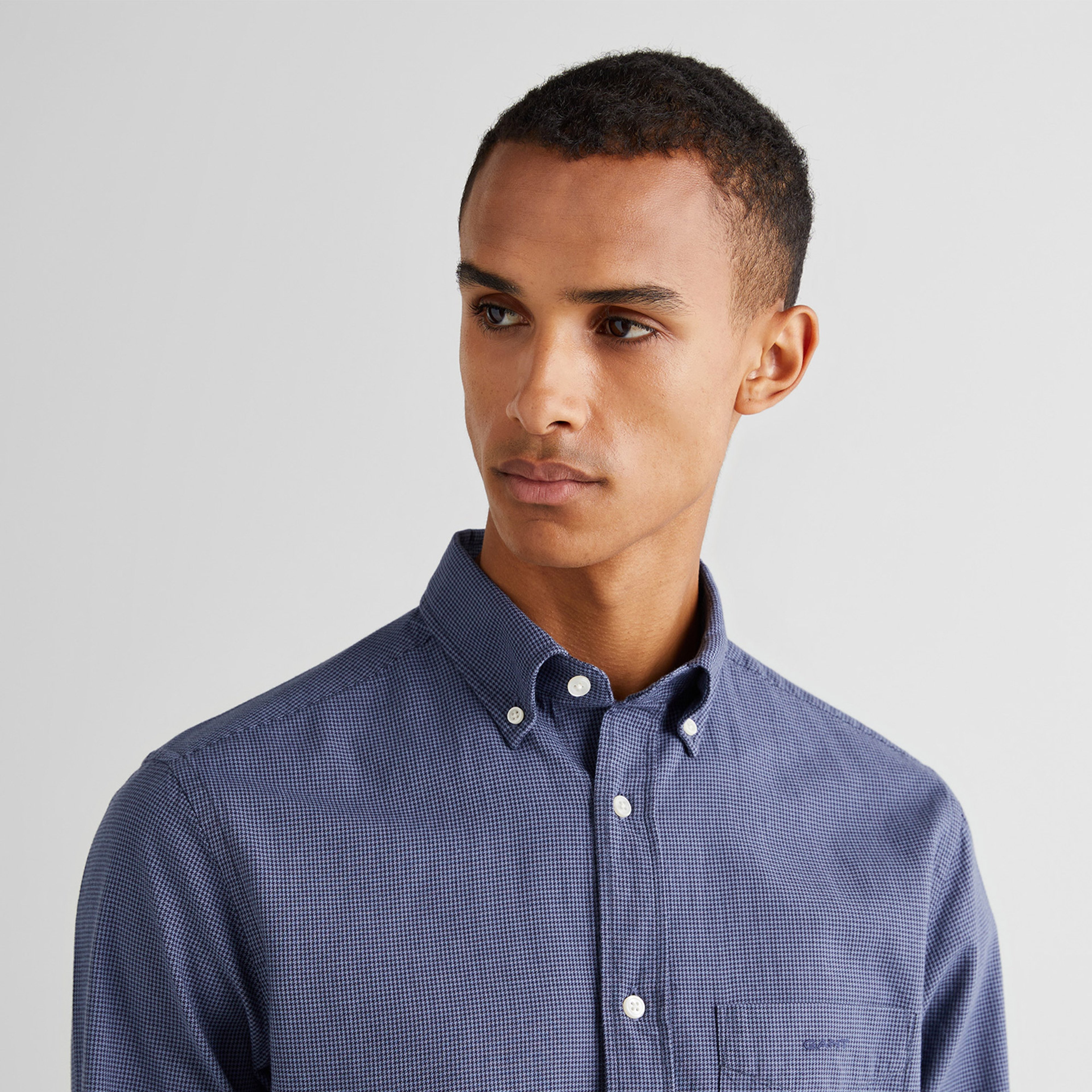 GANT Erkek Lacivert Regular Fit Düğmeli Yaka Kareli Gömlek