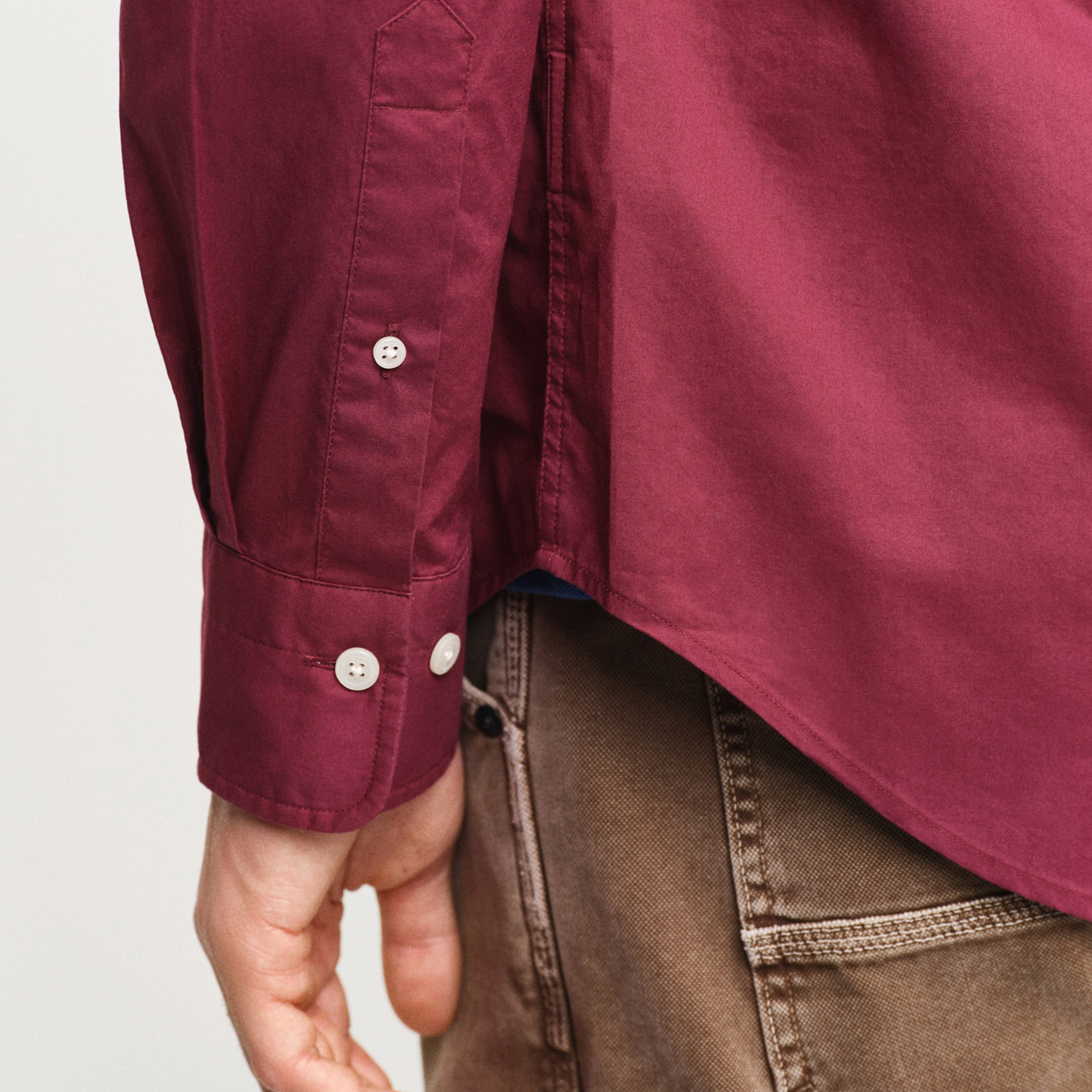 GANT Erkek Bordo Regular Fit Düğmeli Yaka Poplin Gömlek