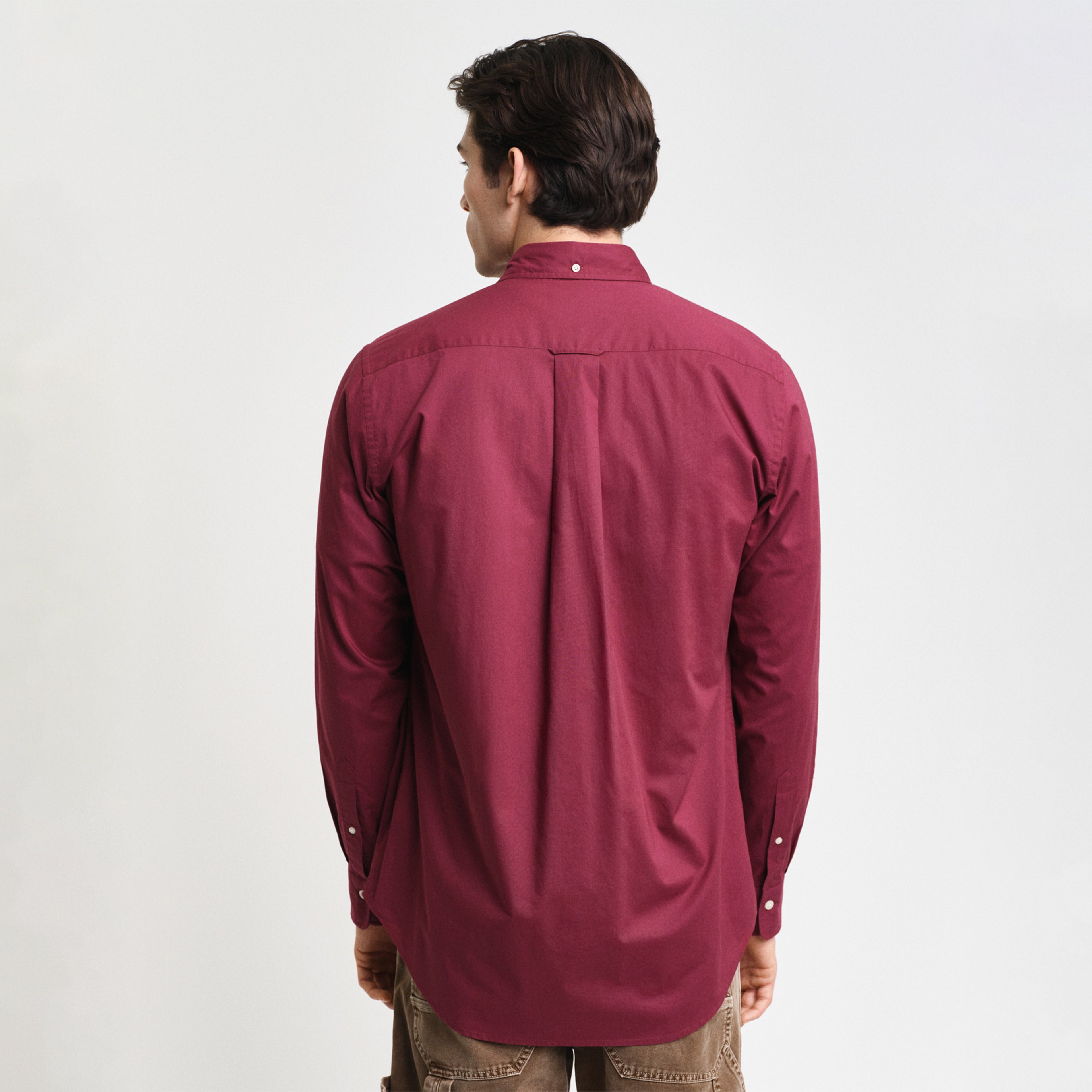 GANT Erkek Bordo Regular Fit Düğmeli Yaka Poplin Gömlek