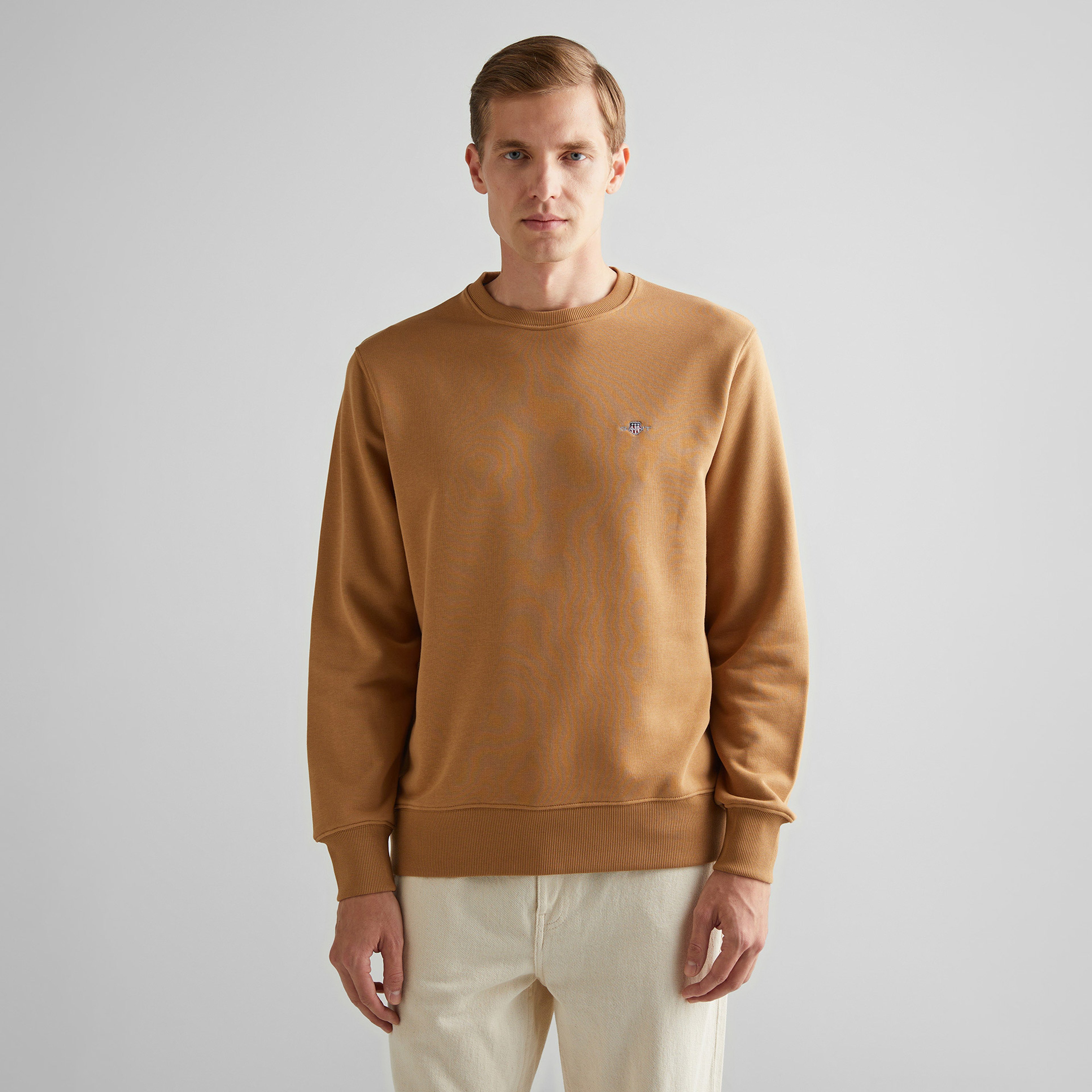 GANT Erkek Kahverengi Regular Fit Bisiklet Yaka Sweatshirt
