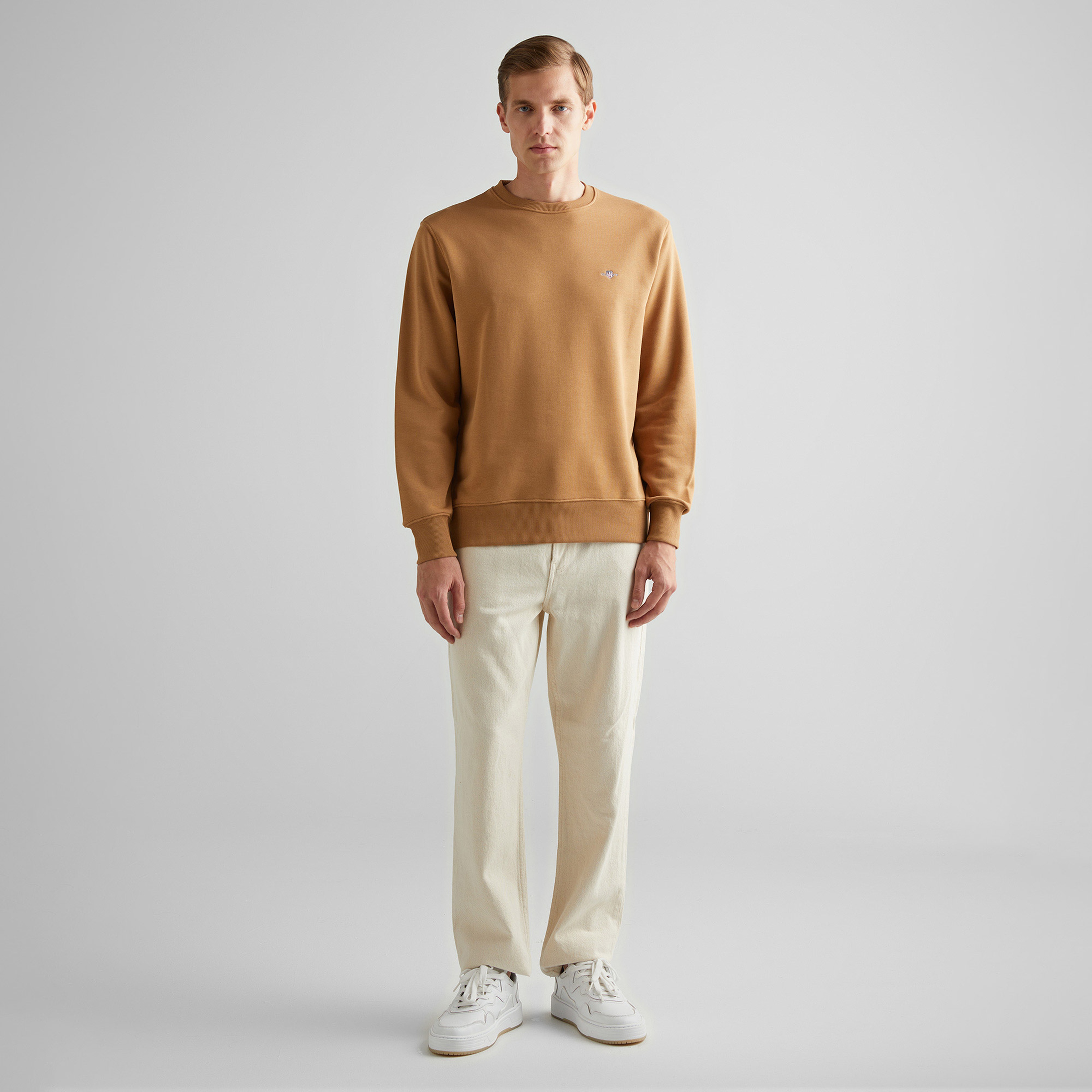 GANT Erkek Kahverengi Regular Fit Bisiklet Yaka Sweatshirt