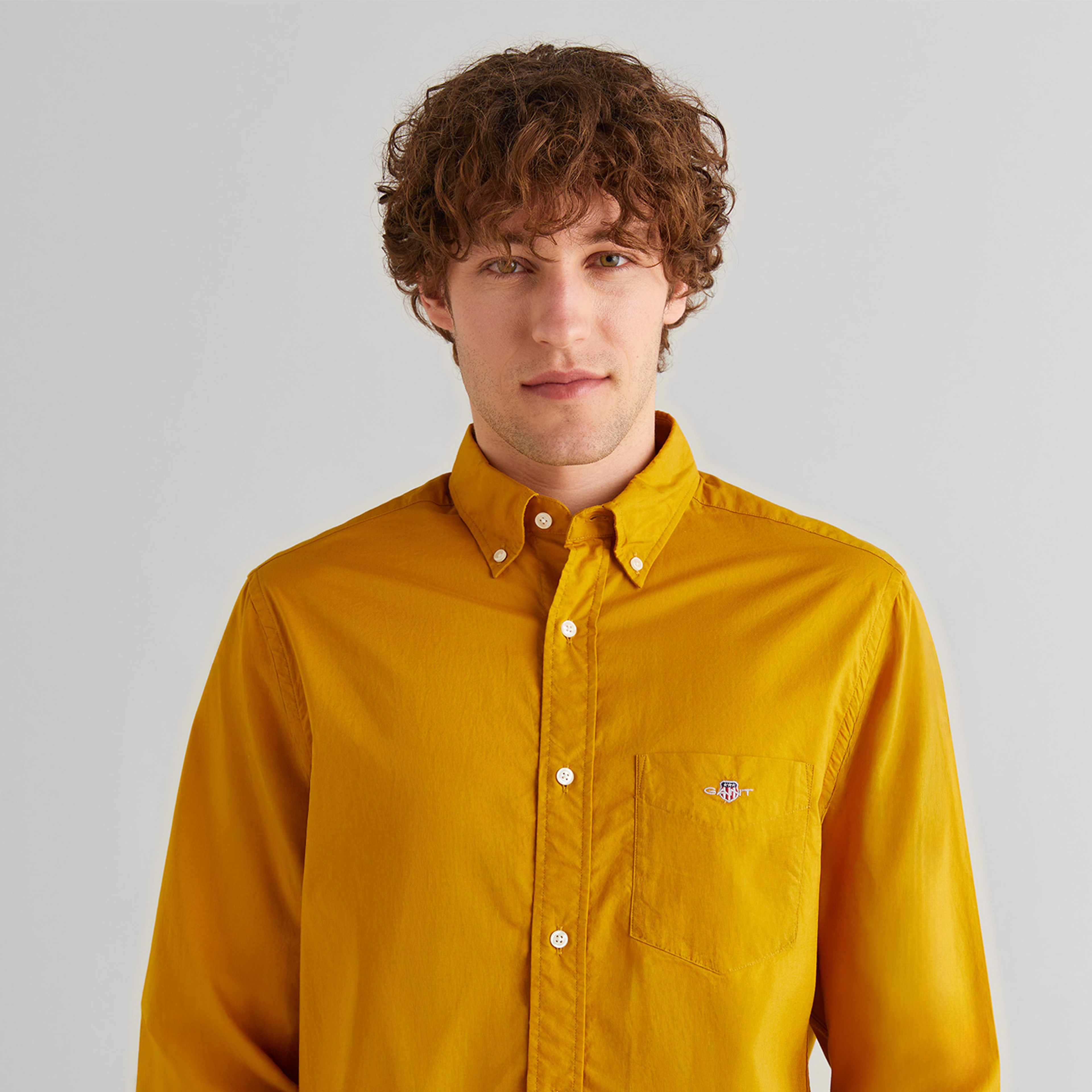 GANT Erkek Sarı Regular Fit Düğmeli Yaka Poplin Gömlek