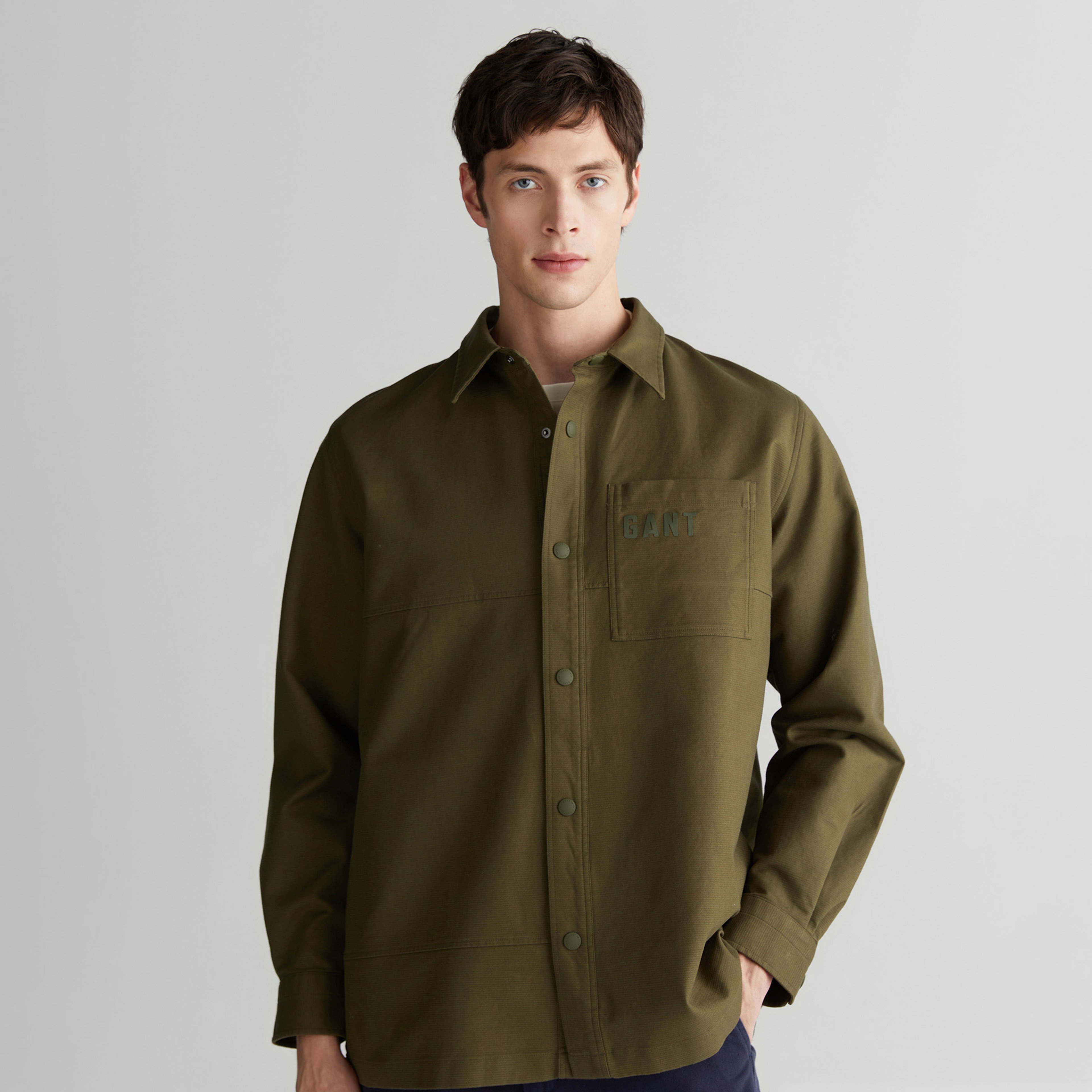 GANT Erkek Yeşil Oversize Fit Logolu Gömlek