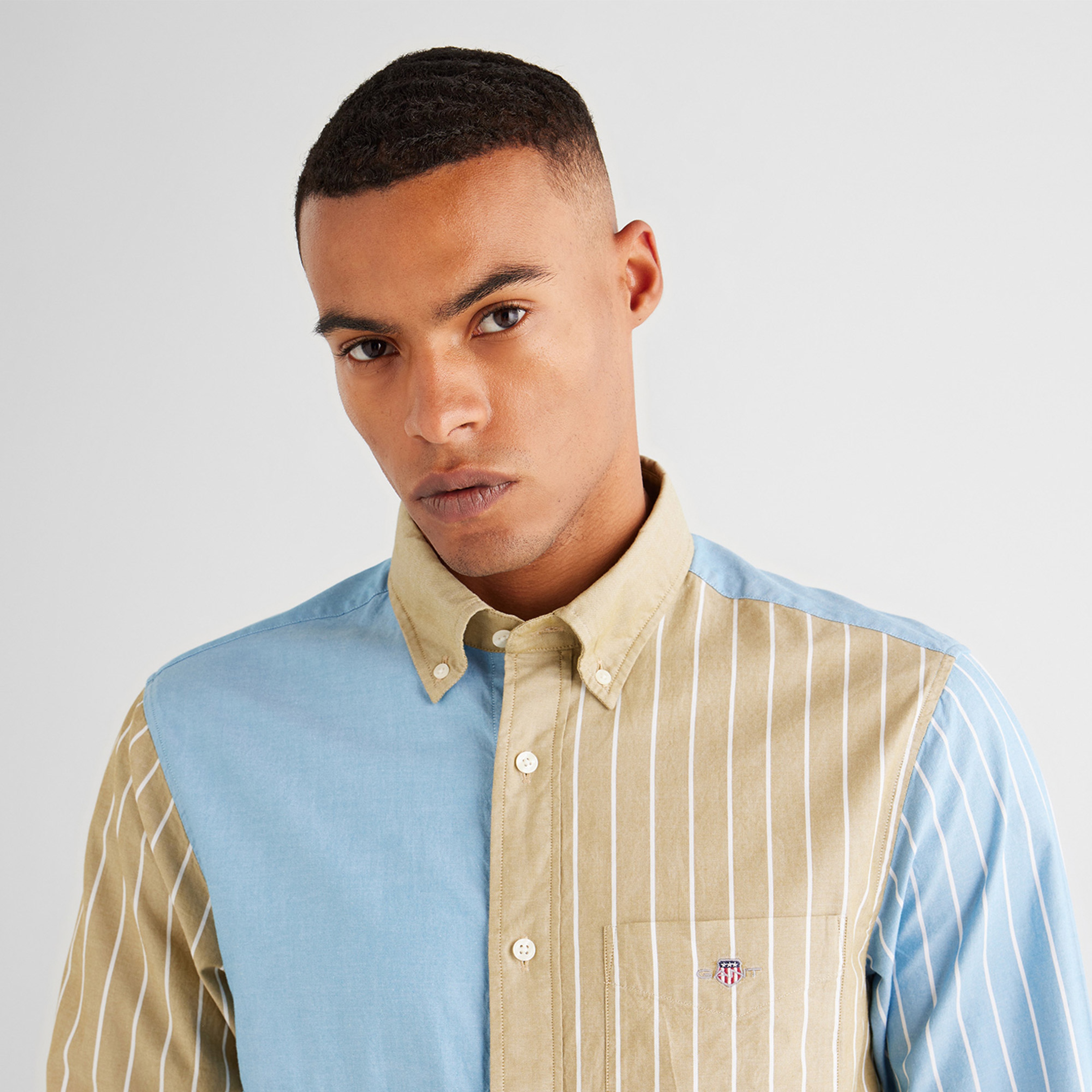 GANT Erkek Mavi Regular Fit Düğmeli Yaka Çizgili Gömlek
